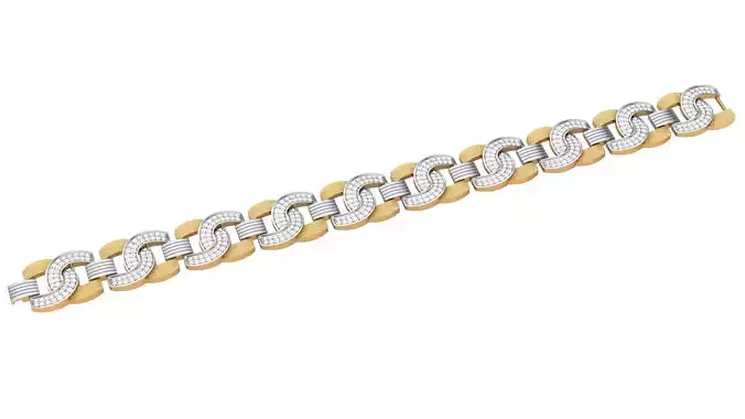 3D Printable Jewelry design of Bracelet with diamonds