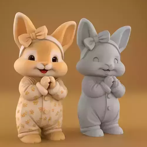 Sweet Bunny in Pajamas STL for Joy and Happiness 3D print model