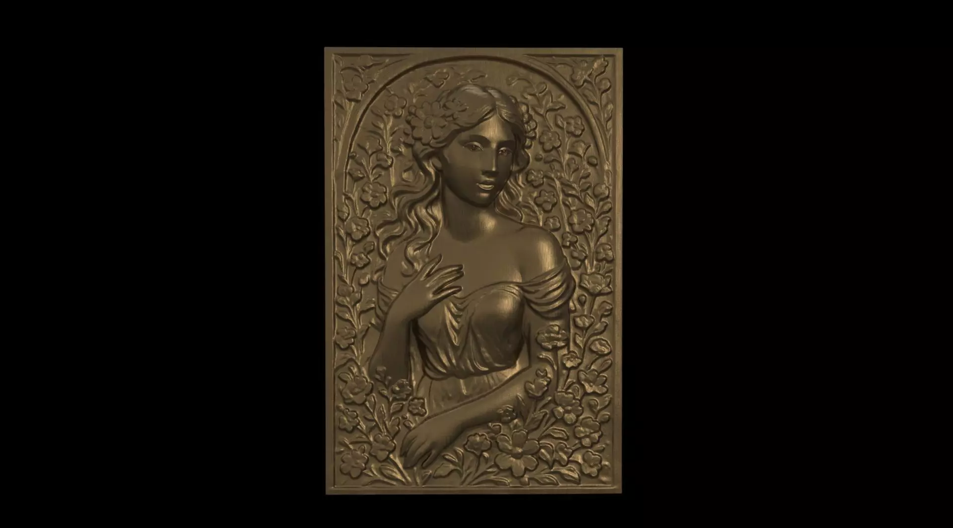 Art Nouveau Woman Bas-Relief 03 3D print model_4