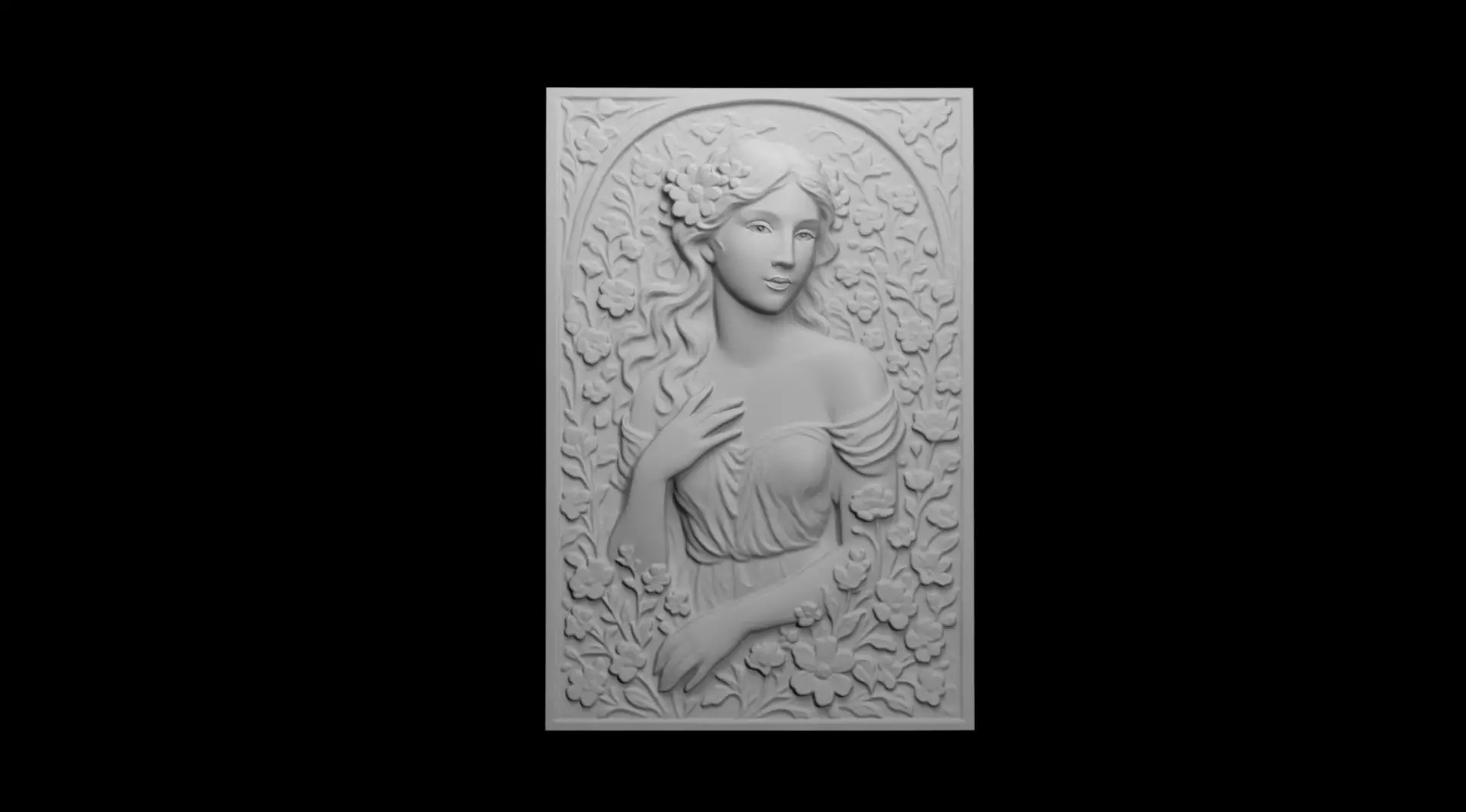 Art Nouveau Woman Bas-Relief 03 3D print model_0