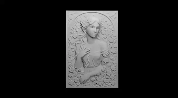 Art Nouveau Woman Bas-Relief 03