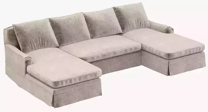 Restoration Hardware Belgian Classic Roll Arm U-Chaise sectional