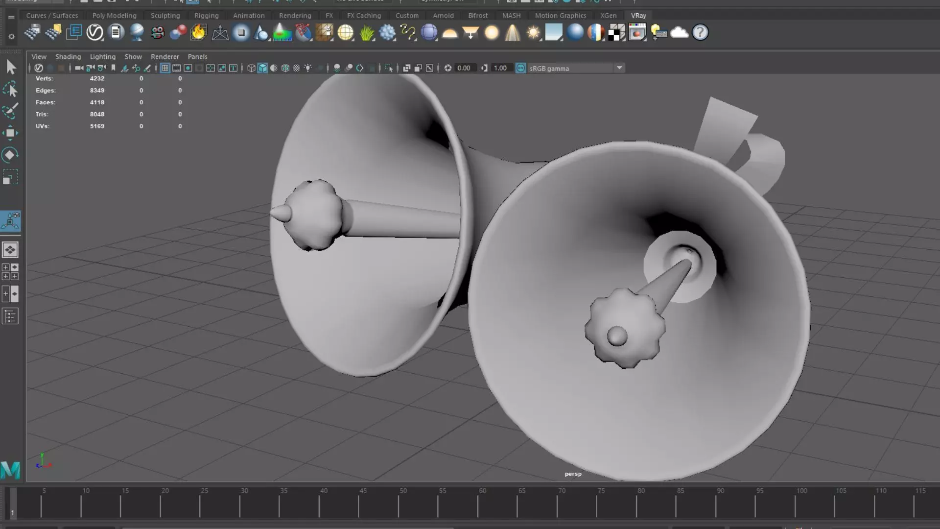 3D Christmas Bells Model Golden with Red Ribbon Low-poly 3D model_7