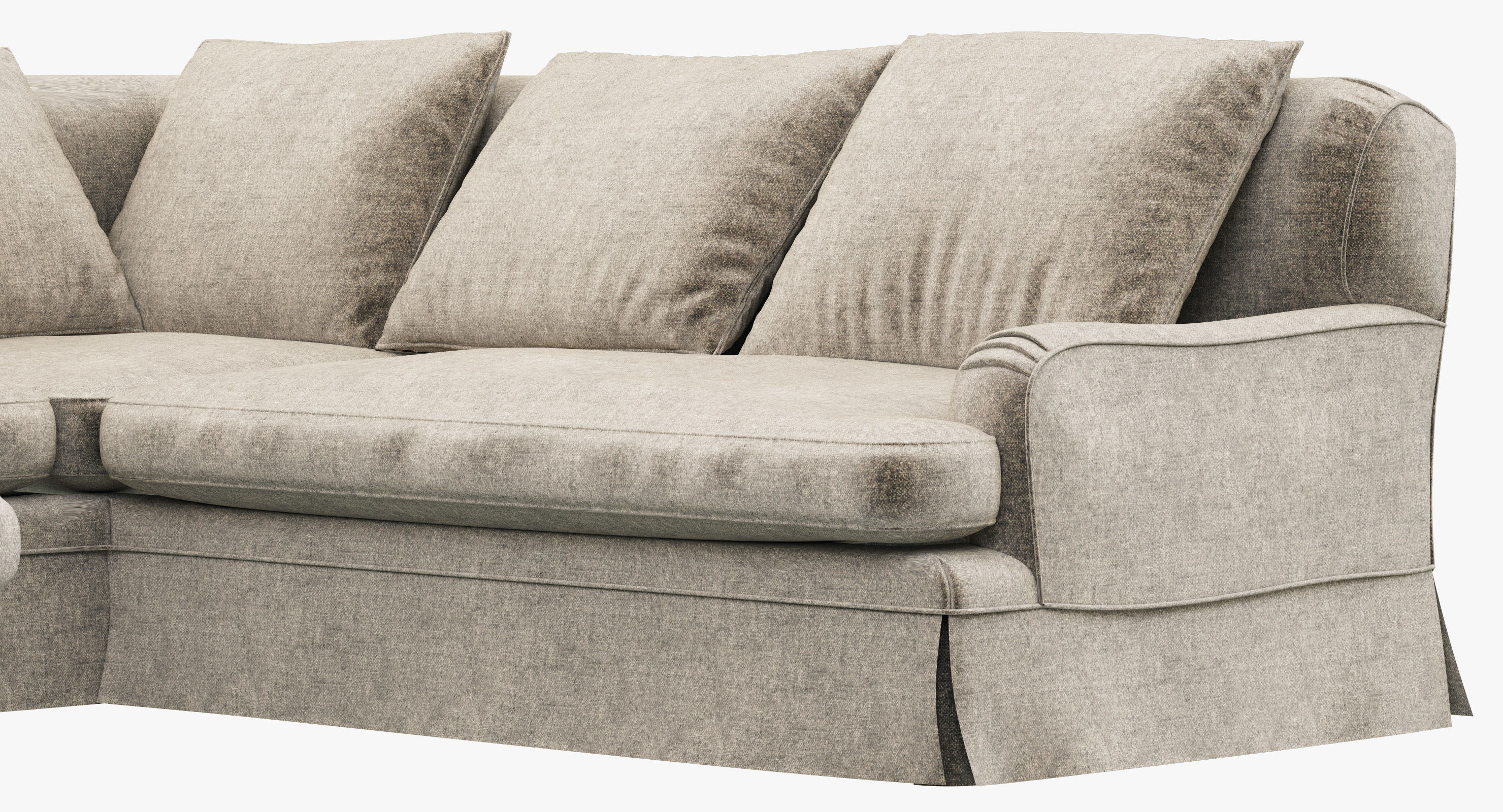 Restoration Hardware Belgian Classic Roll Arm U-Sofa Sectional 3D model_4