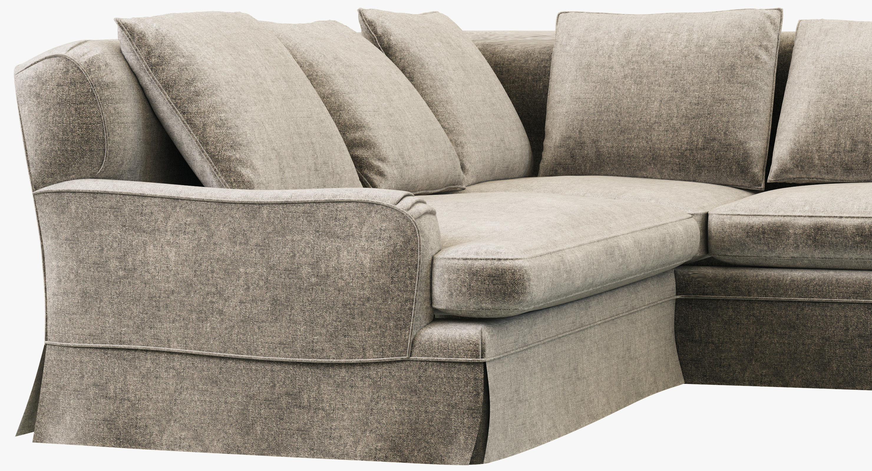 Restoration Hardware Belgian Classic Roll Arm U-Sofa Sectional 3D model_5