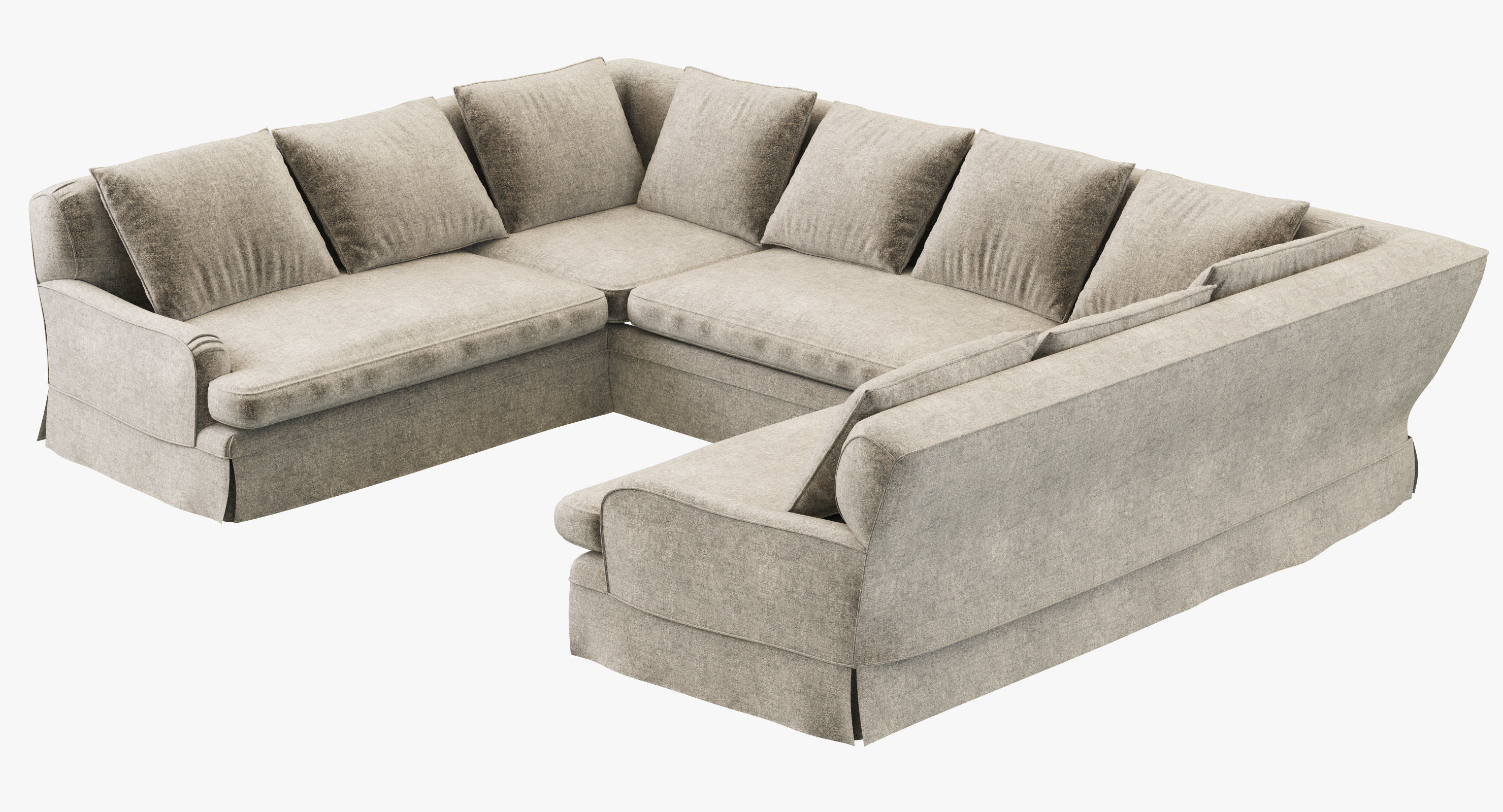 Restoration Hardware Belgian Classic Roll Arm U-Sofa Sectional 3D model_1