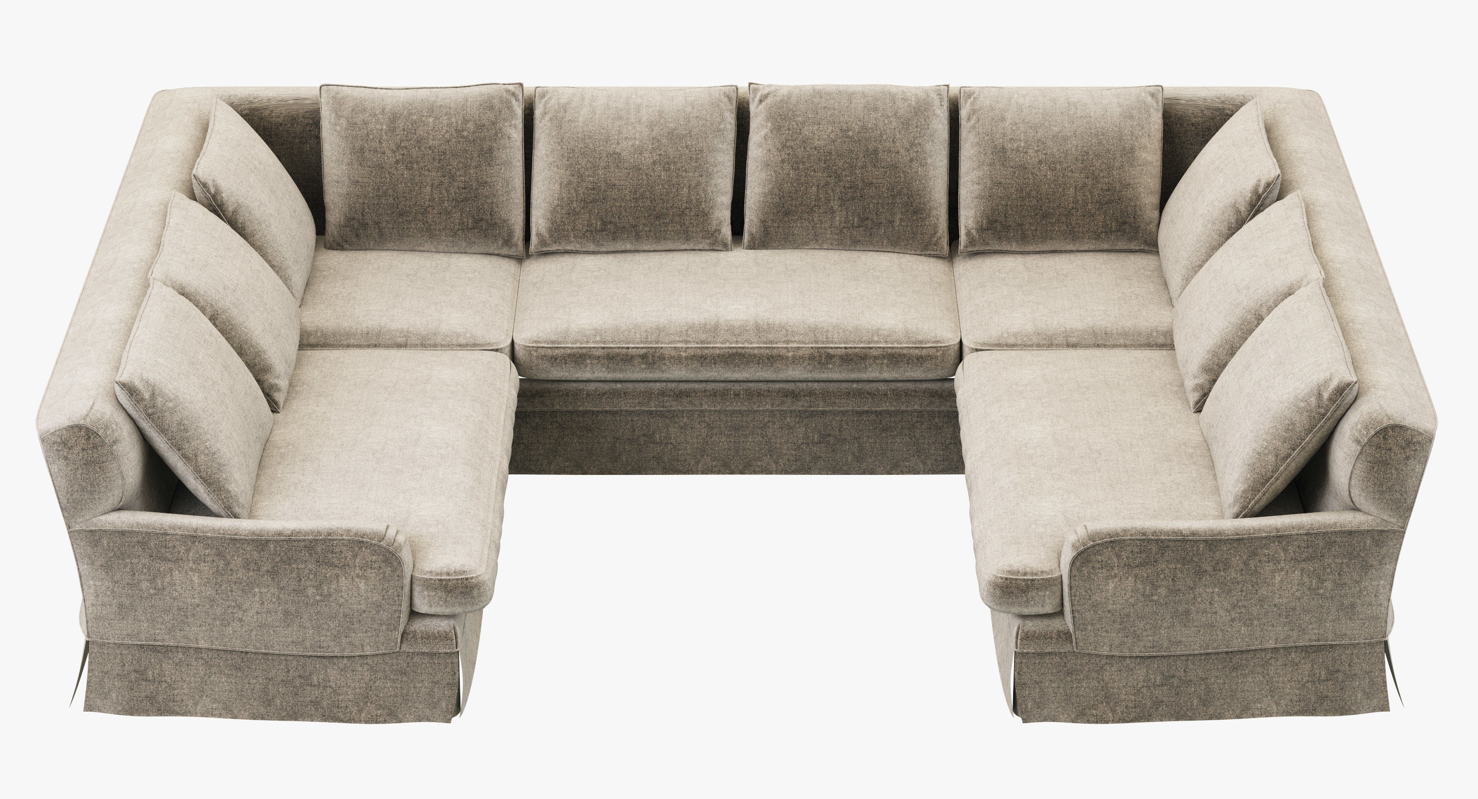 Restoration Hardware Belgian Classic Roll Arm U-Sofa Sectional 3D model_2