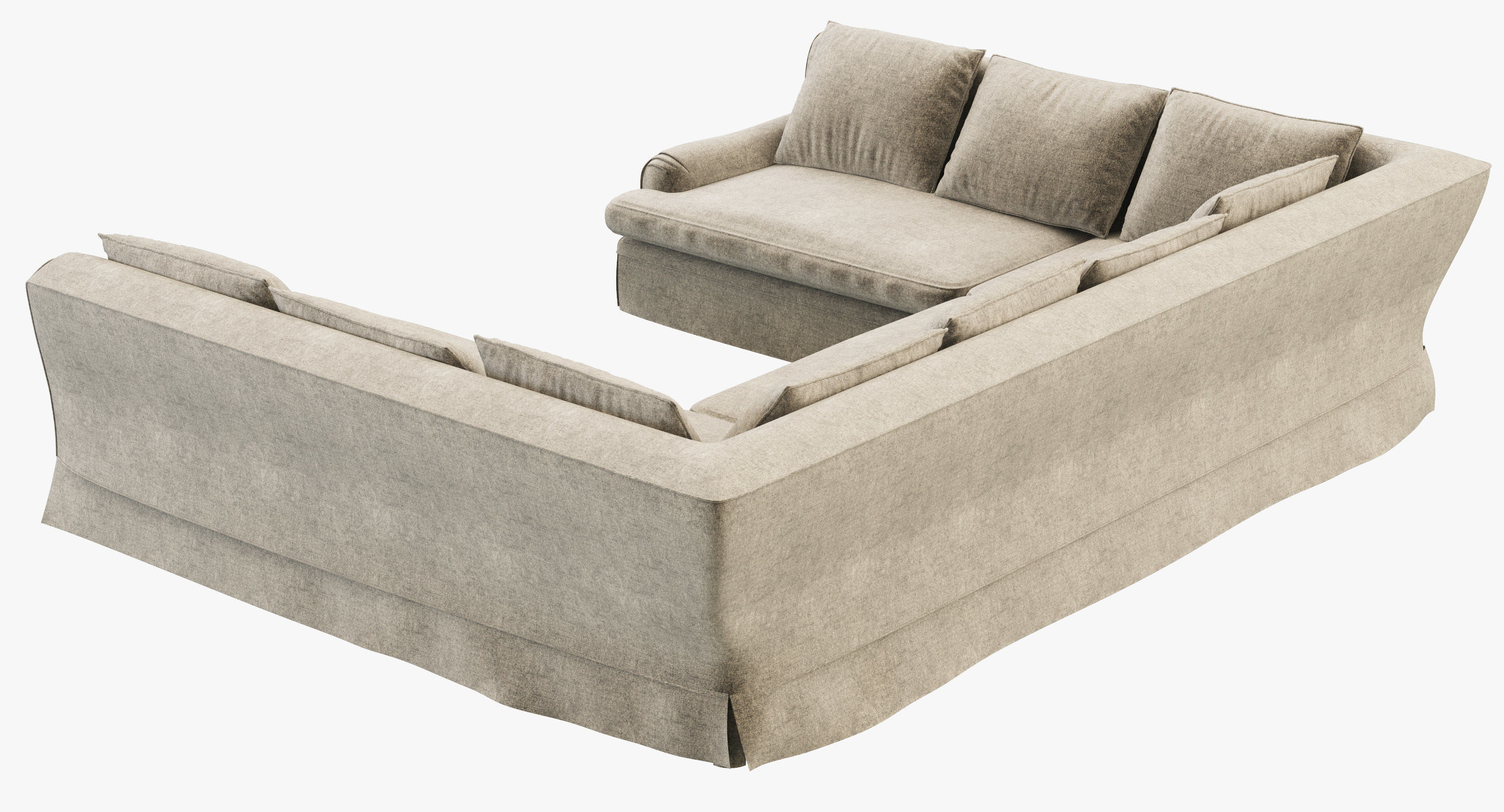 Restoration Hardware Belgian Classic Roll Arm U-Sofa Sectional 3D model_3