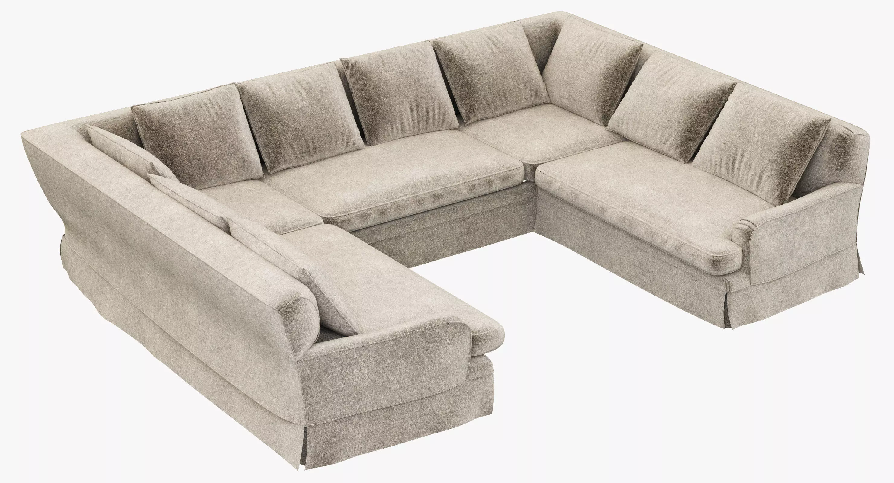 Restoration Hardware Belgian Classic Roll Arm U-Sofa Sectional 3D model_0