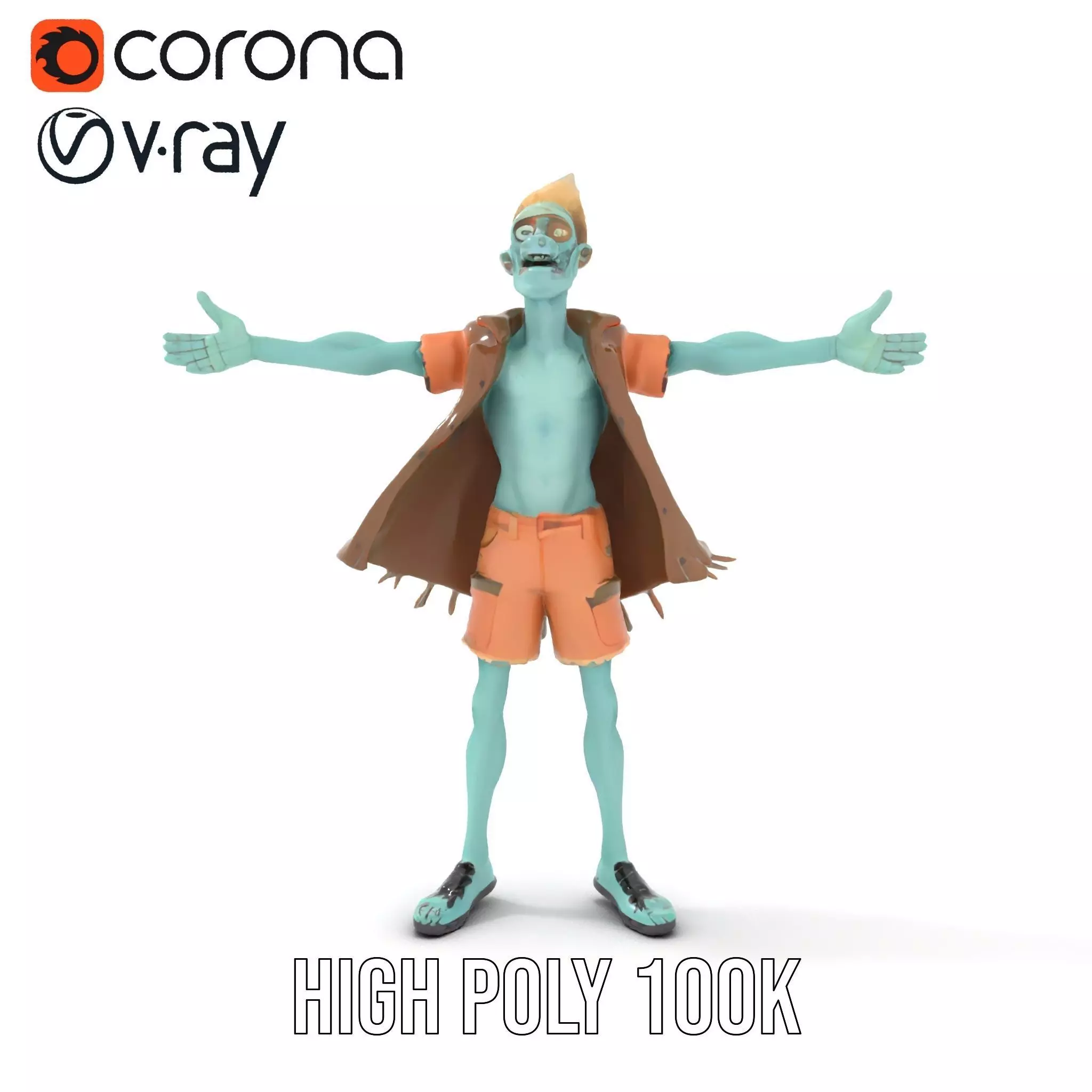 Zombie Character model pack Low-poly 3D model_16