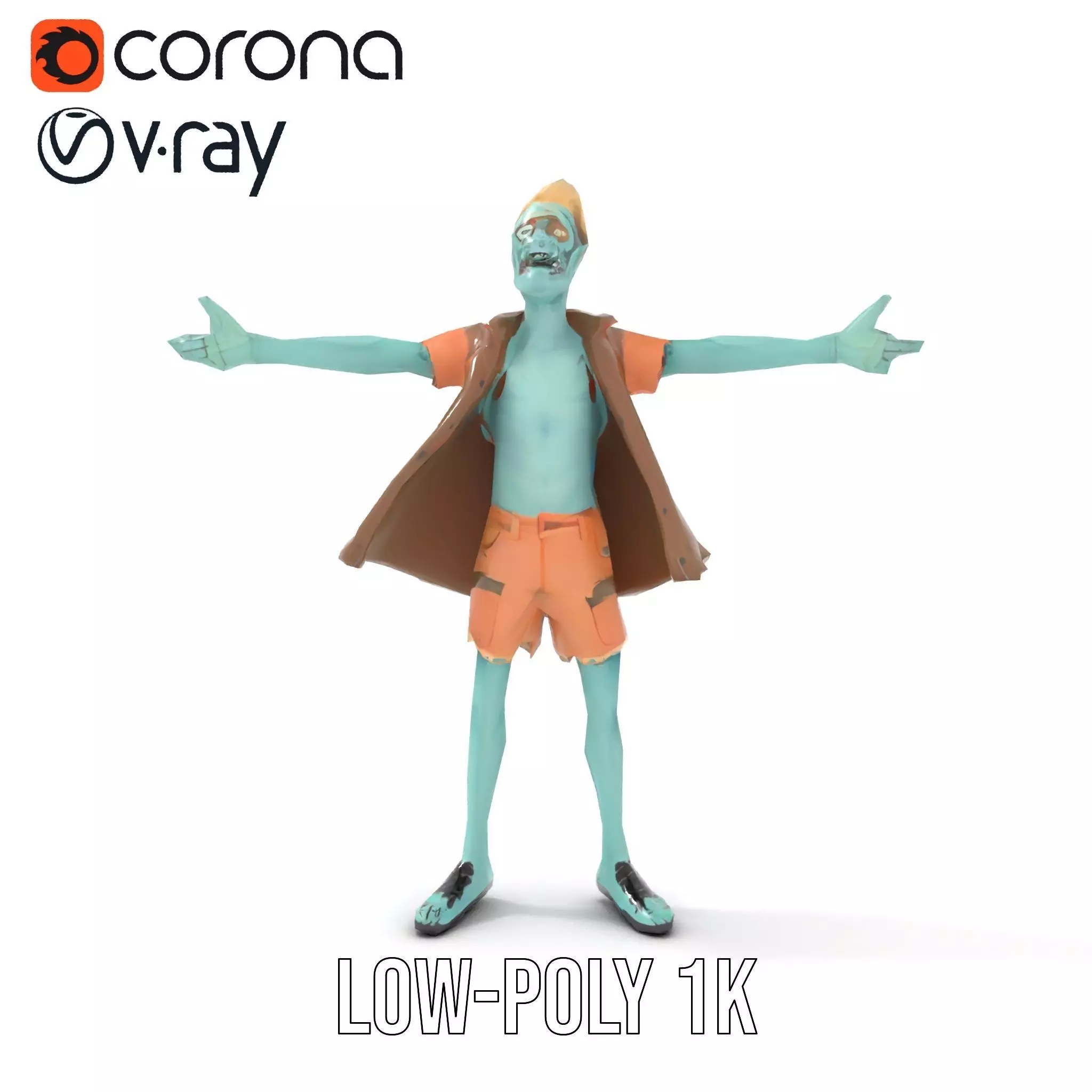 Zombie Character model pack Low-poly 3D model_9