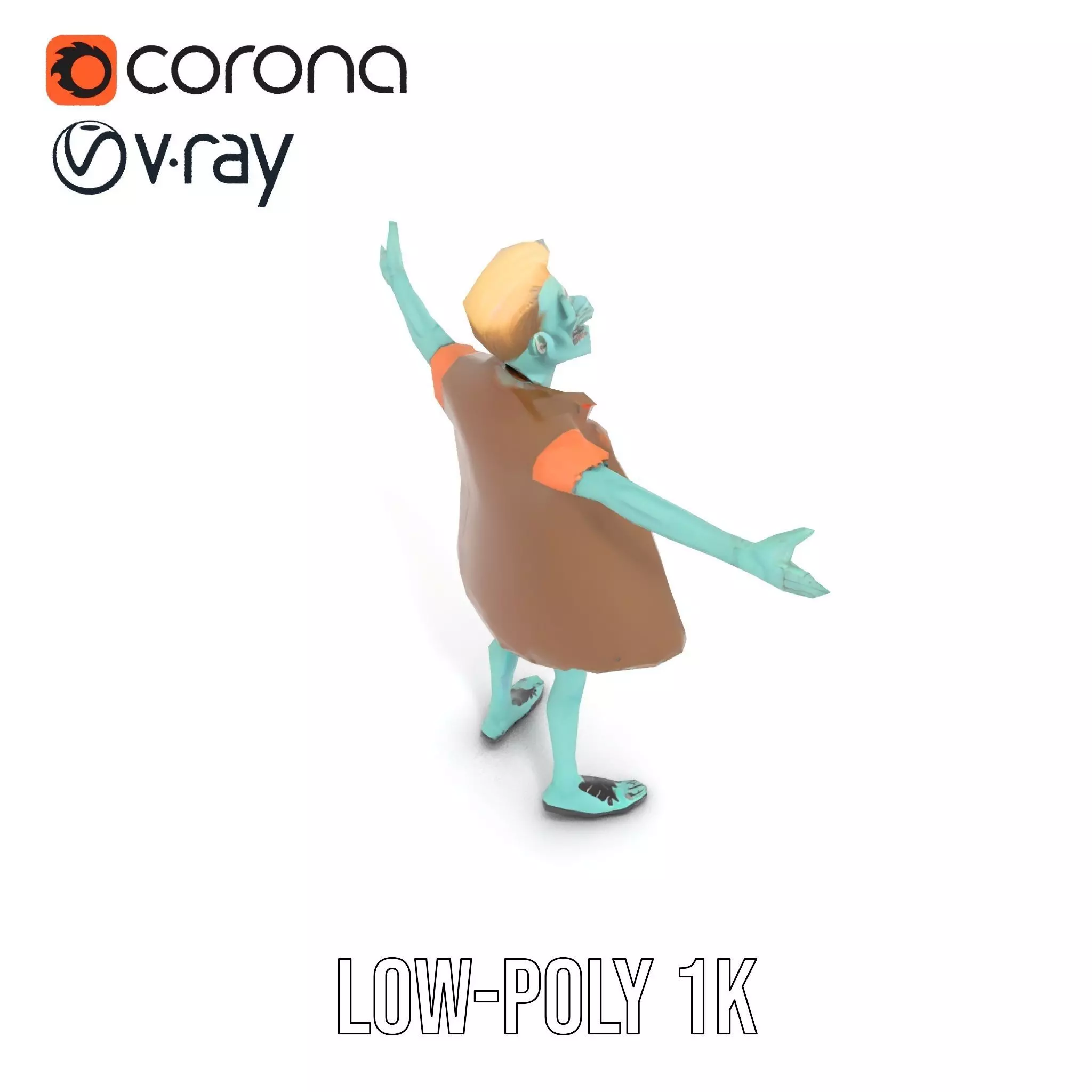 Zombie Character model pack Low-poly 3D model_8