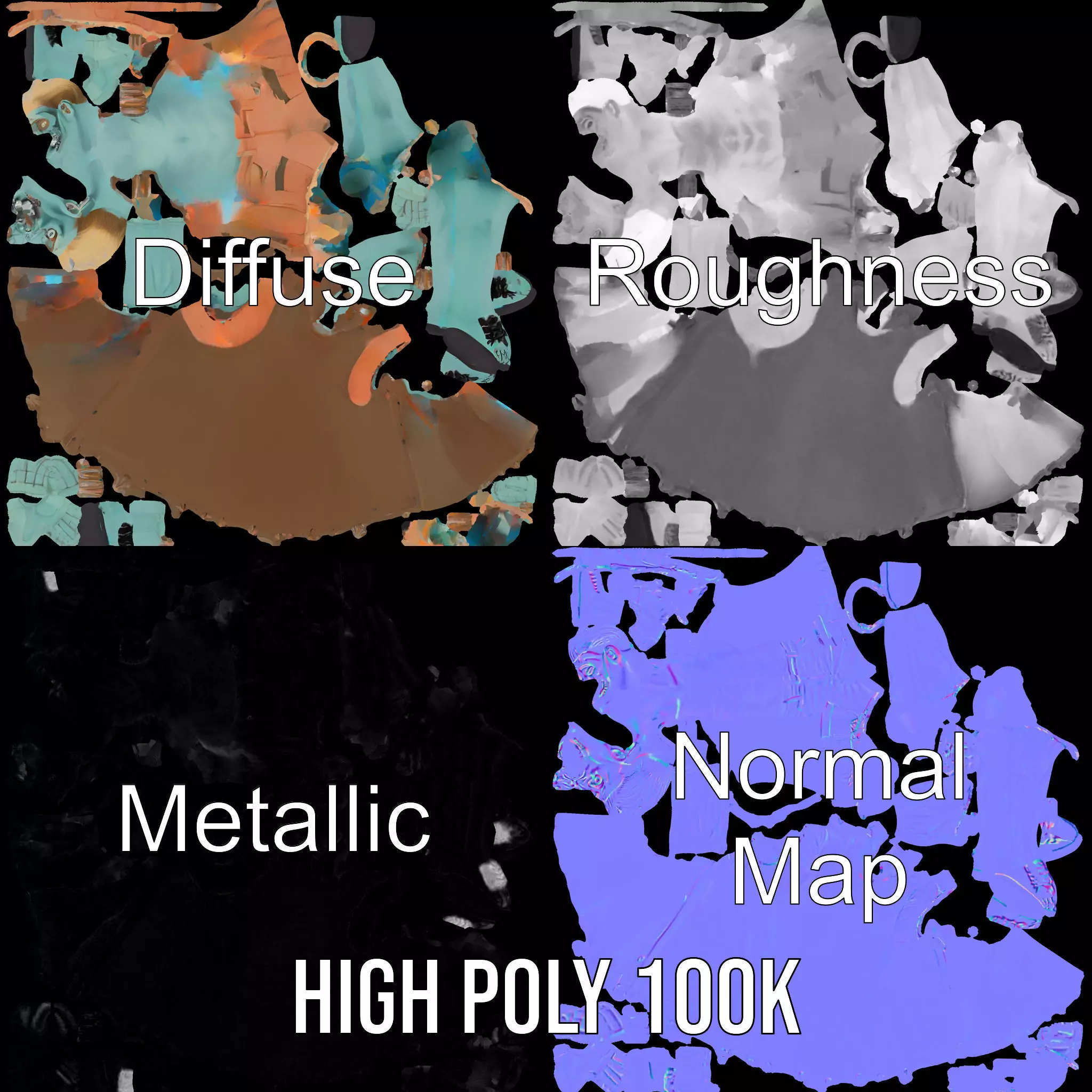 Zombie Character model pack Low-poly 3D model_4