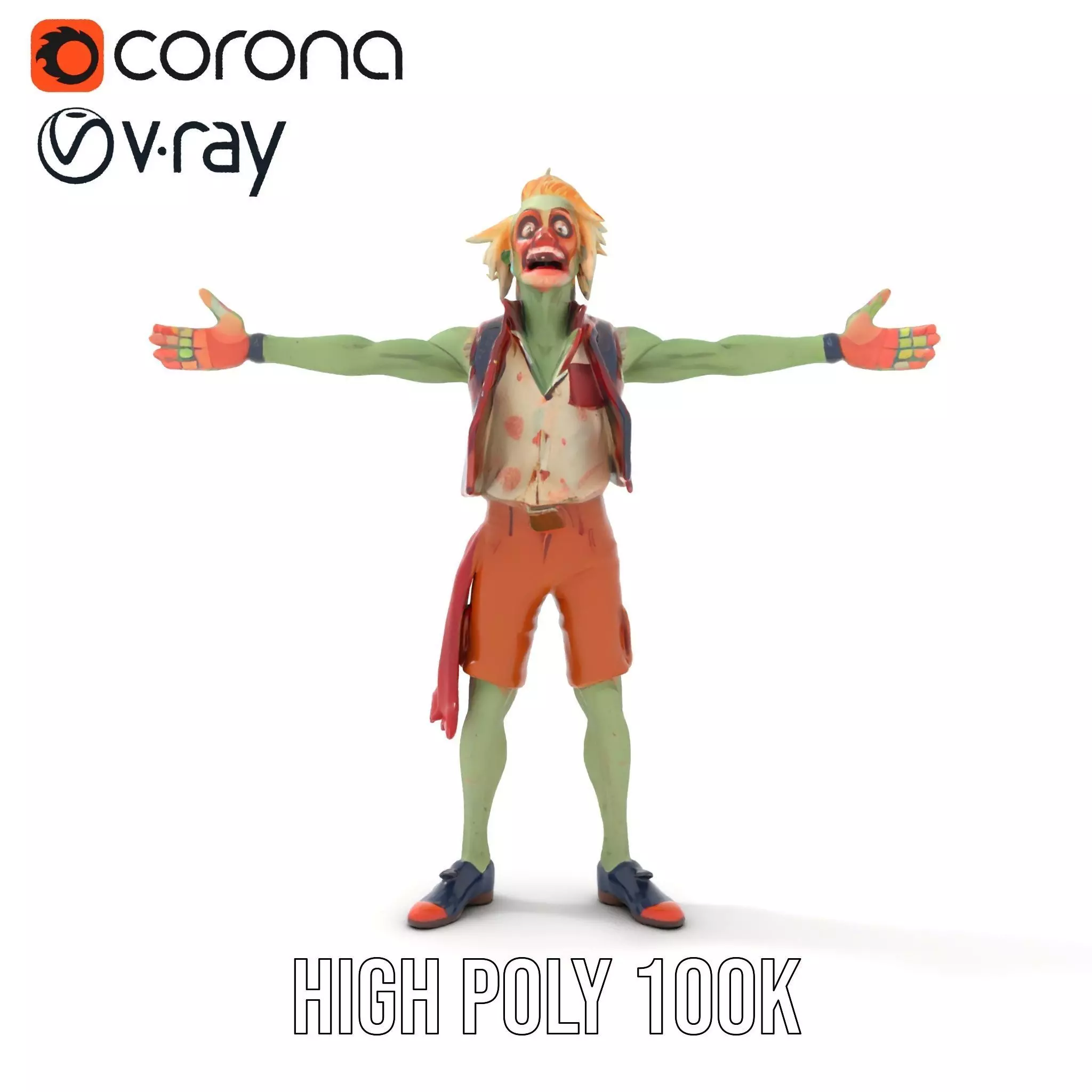 Quirky Zombie Character model pack Low-poly 3D model_23