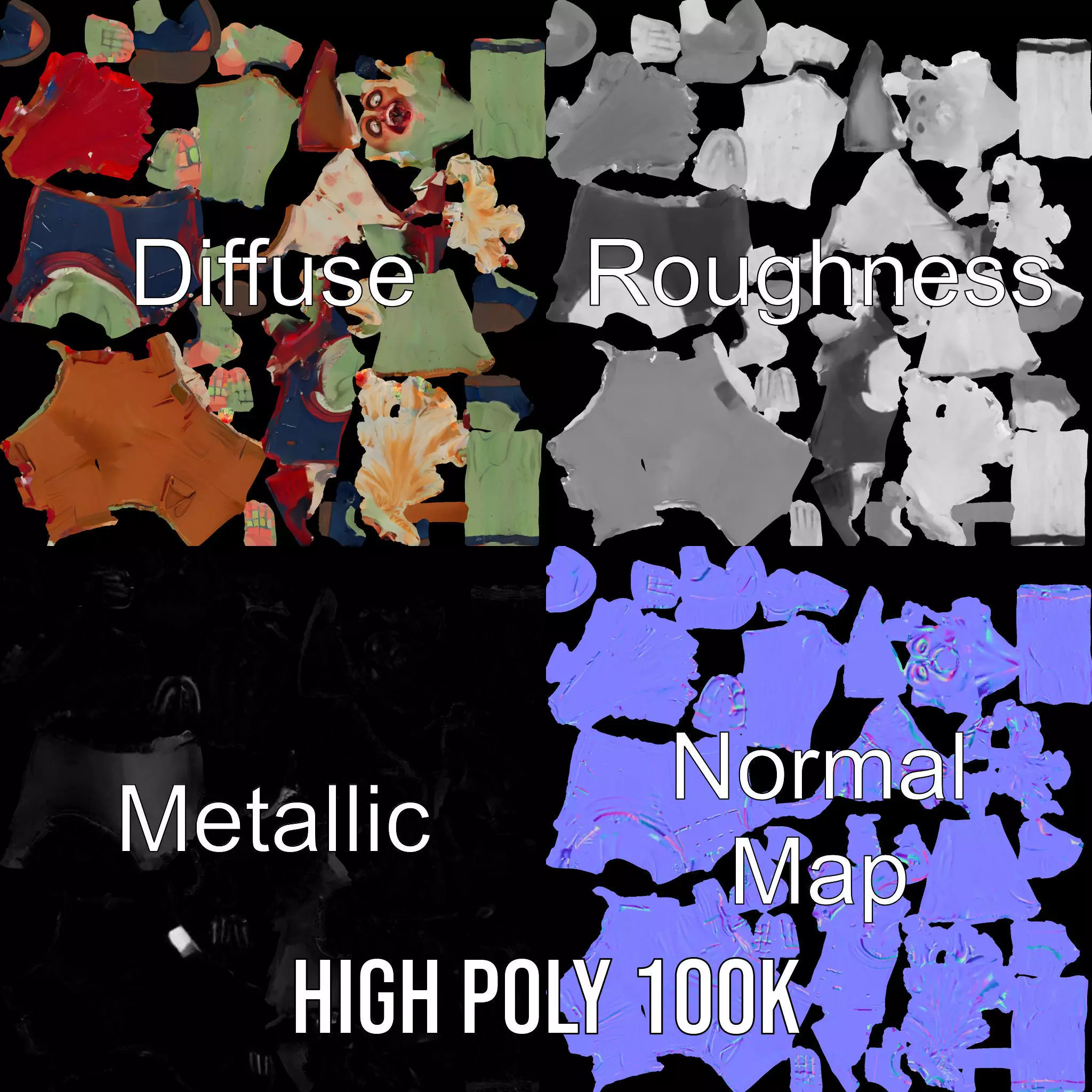 Quirky Zombie Character model pack Low-poly 3D model_4