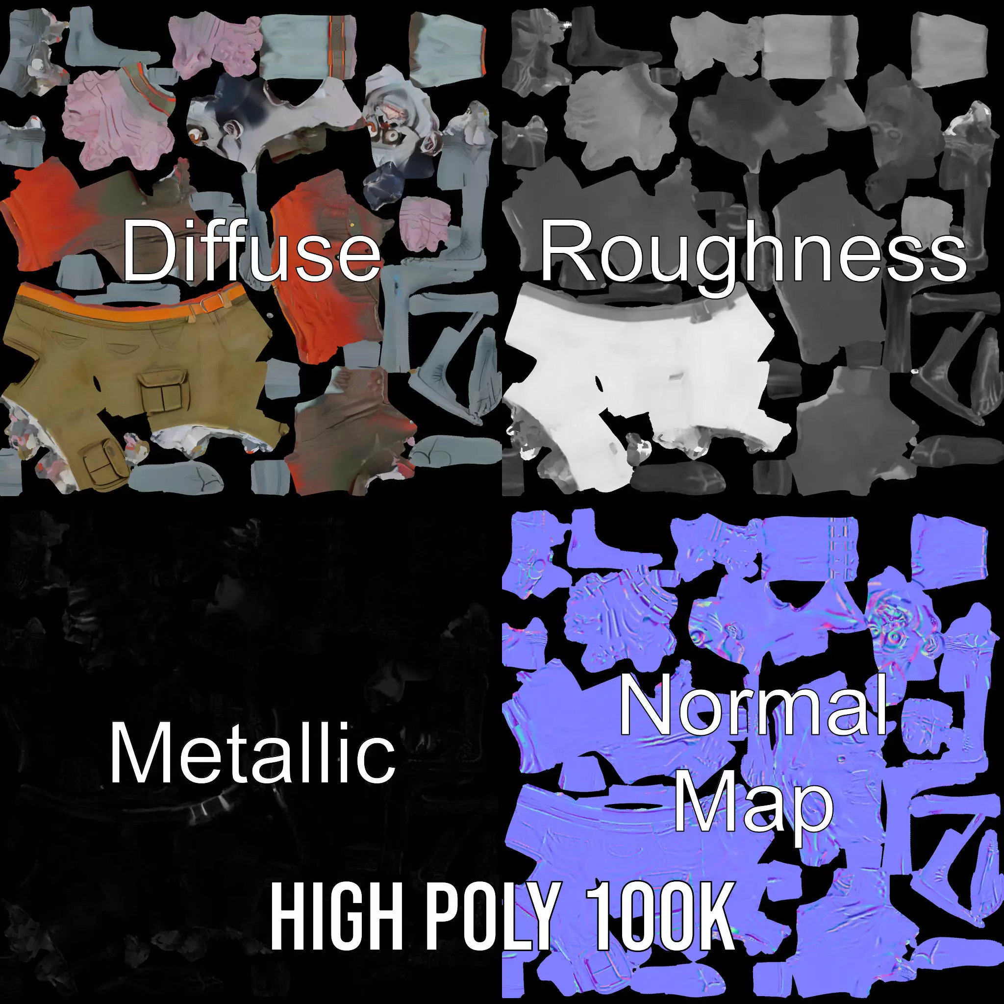 Zany Zombie Attire model pack Low-poly 3D model_4