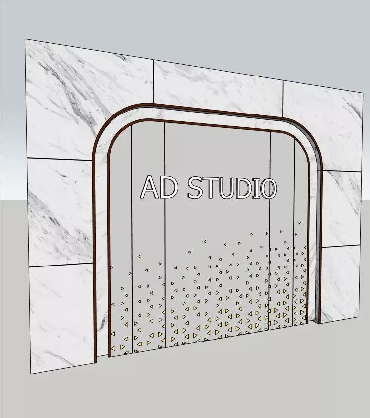 3D Wall Decoration for Cafe - Modern Architectural Design 3D model_1