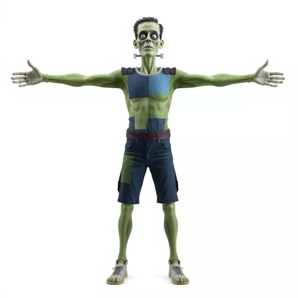 Patchwork Zombie Character model pack Low-poly 3D model_3
