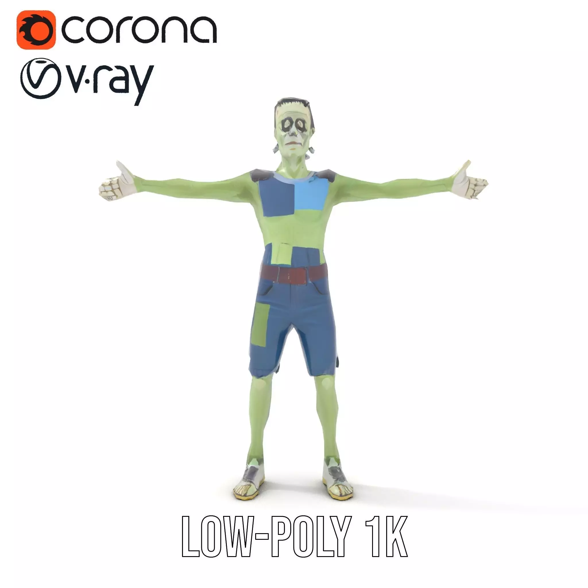 Patchwork Zombie Character model pack Low-poly 3D model_14