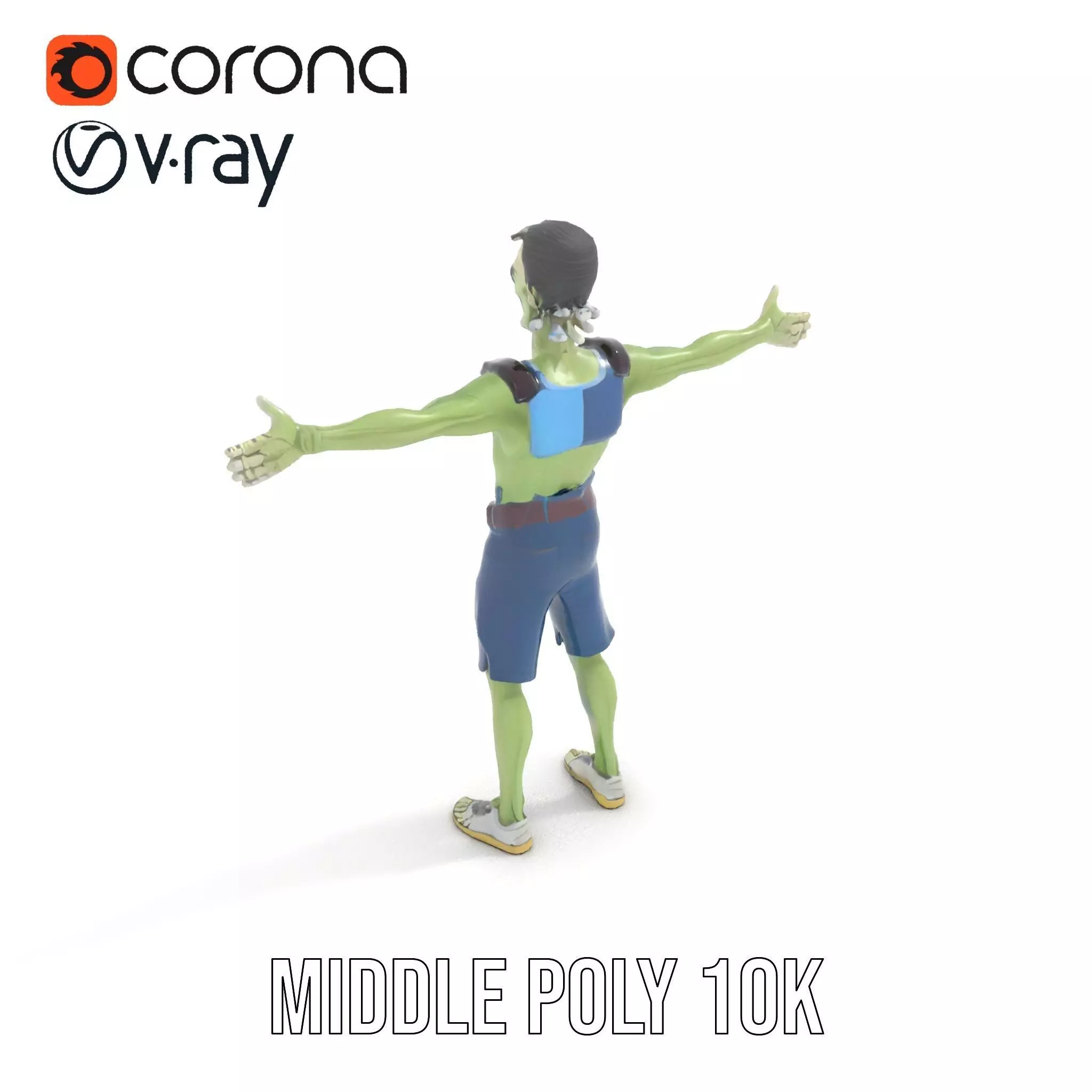 Patchwork Zombie Character model pack Low-poly 3D model_10