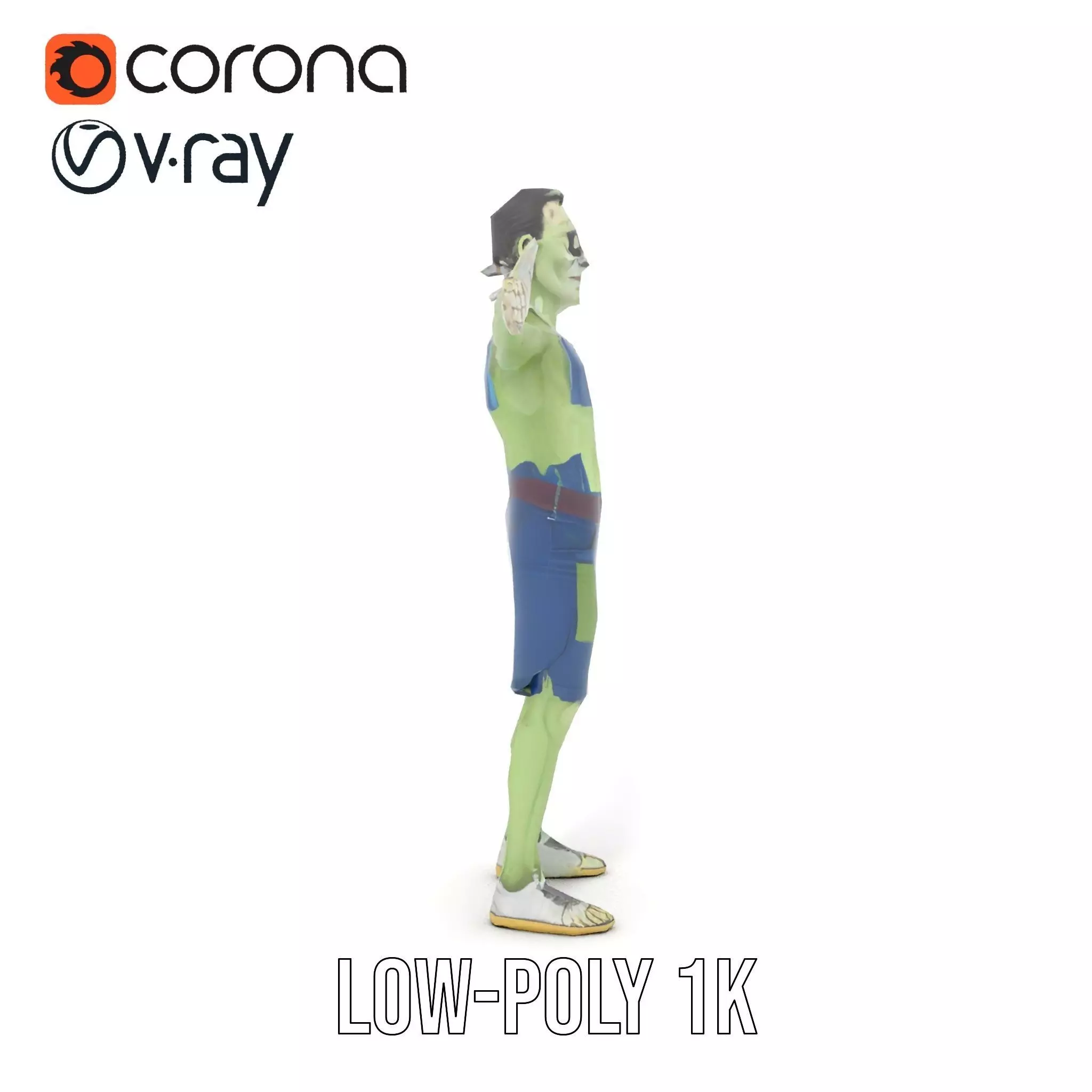 Patchwork Zombie Character model pack Low-poly 3D model_9