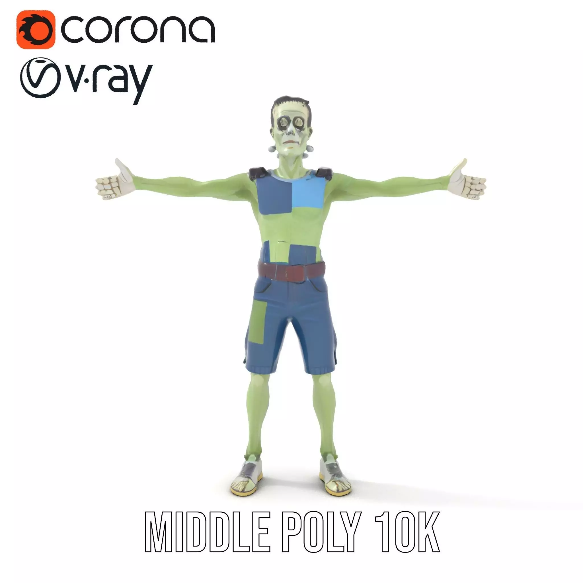 Patchwork Zombie Character model pack Low-poly 3D model_13