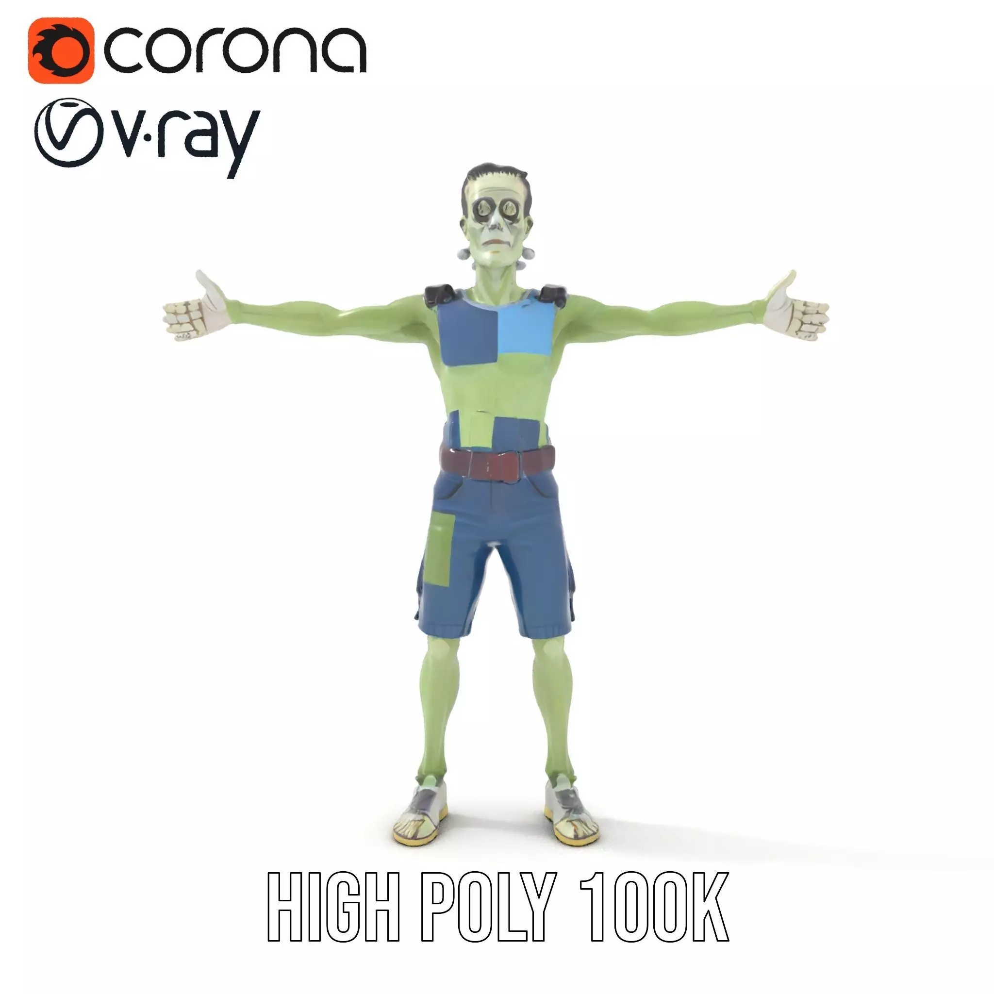 Patchwork Zombie Character model pack Low-poly 3D model_21
