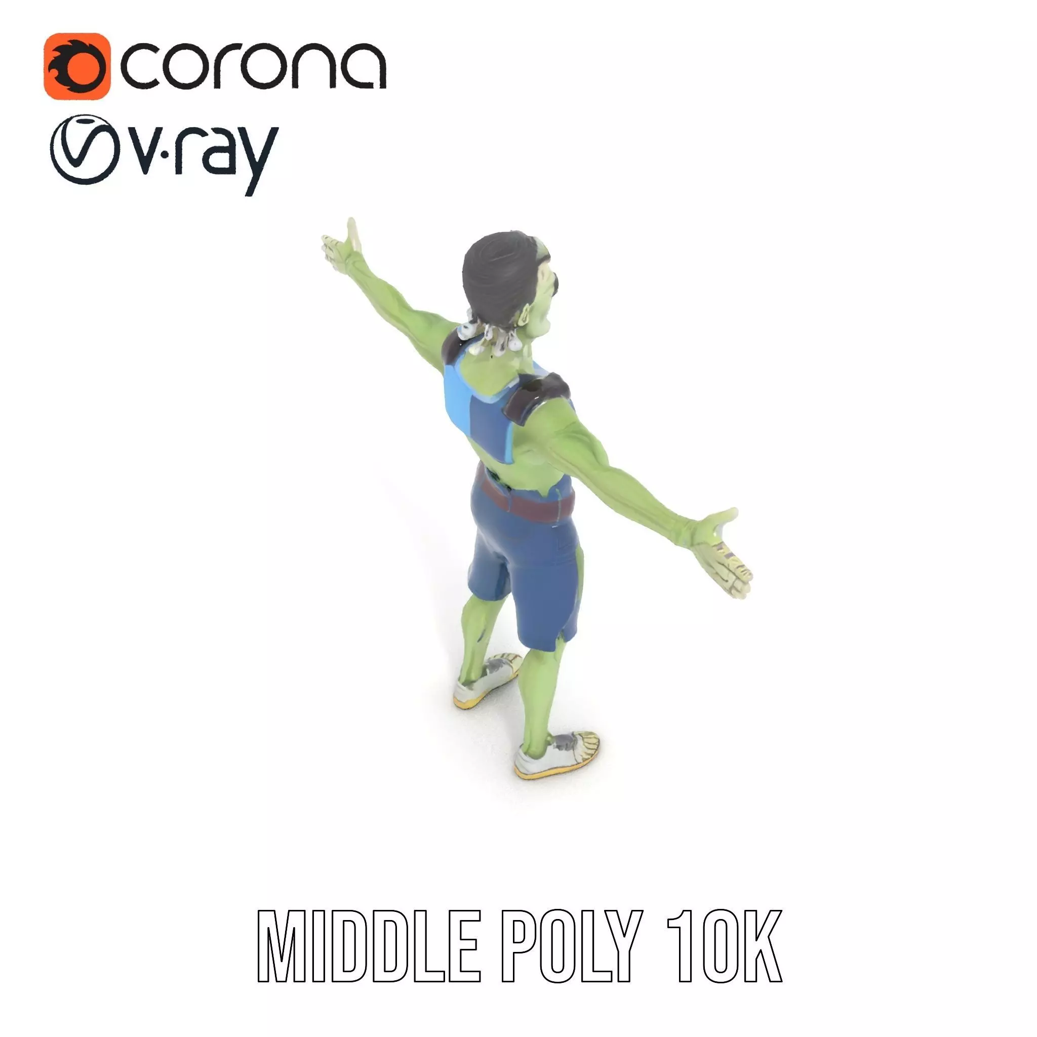 Patchwork Zombie Character model pack Low-poly 3D model_6