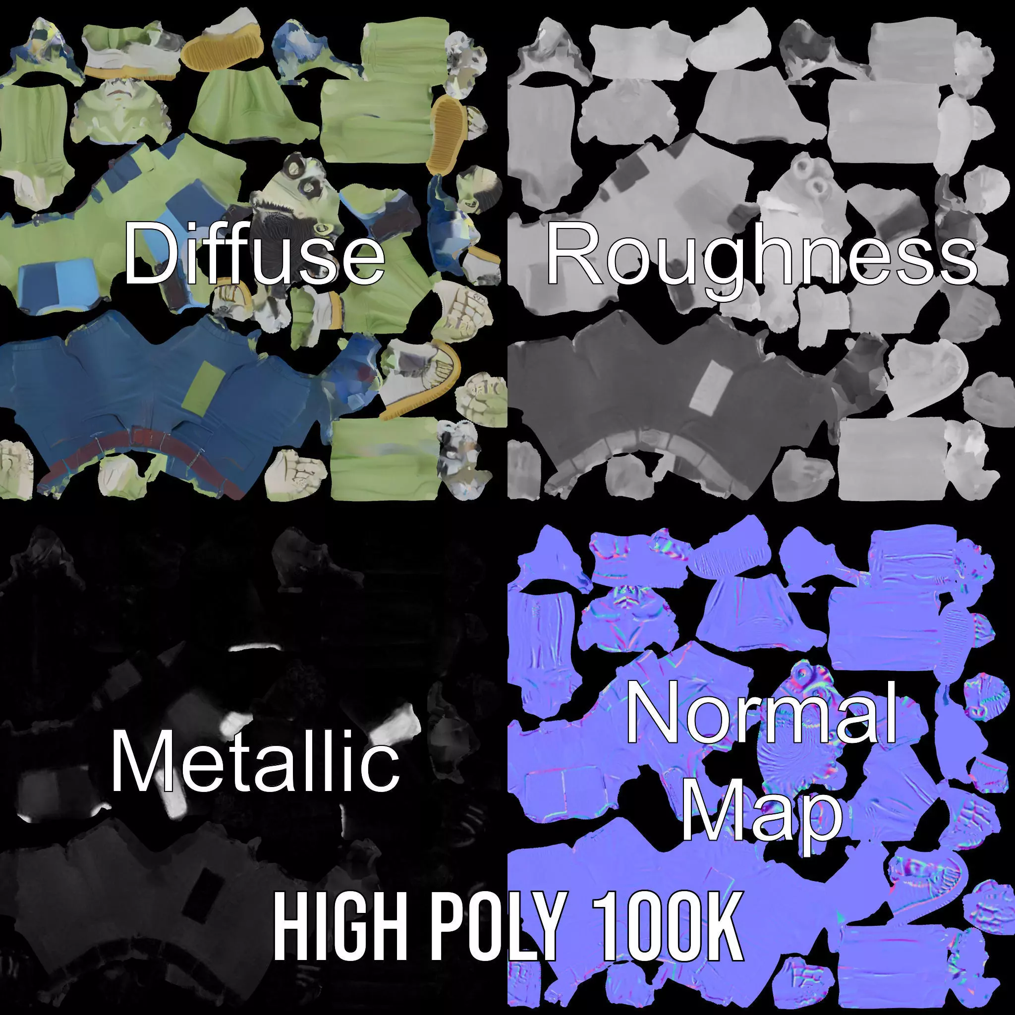 Patchwork Zombie Character model pack Low-poly 3D model_4