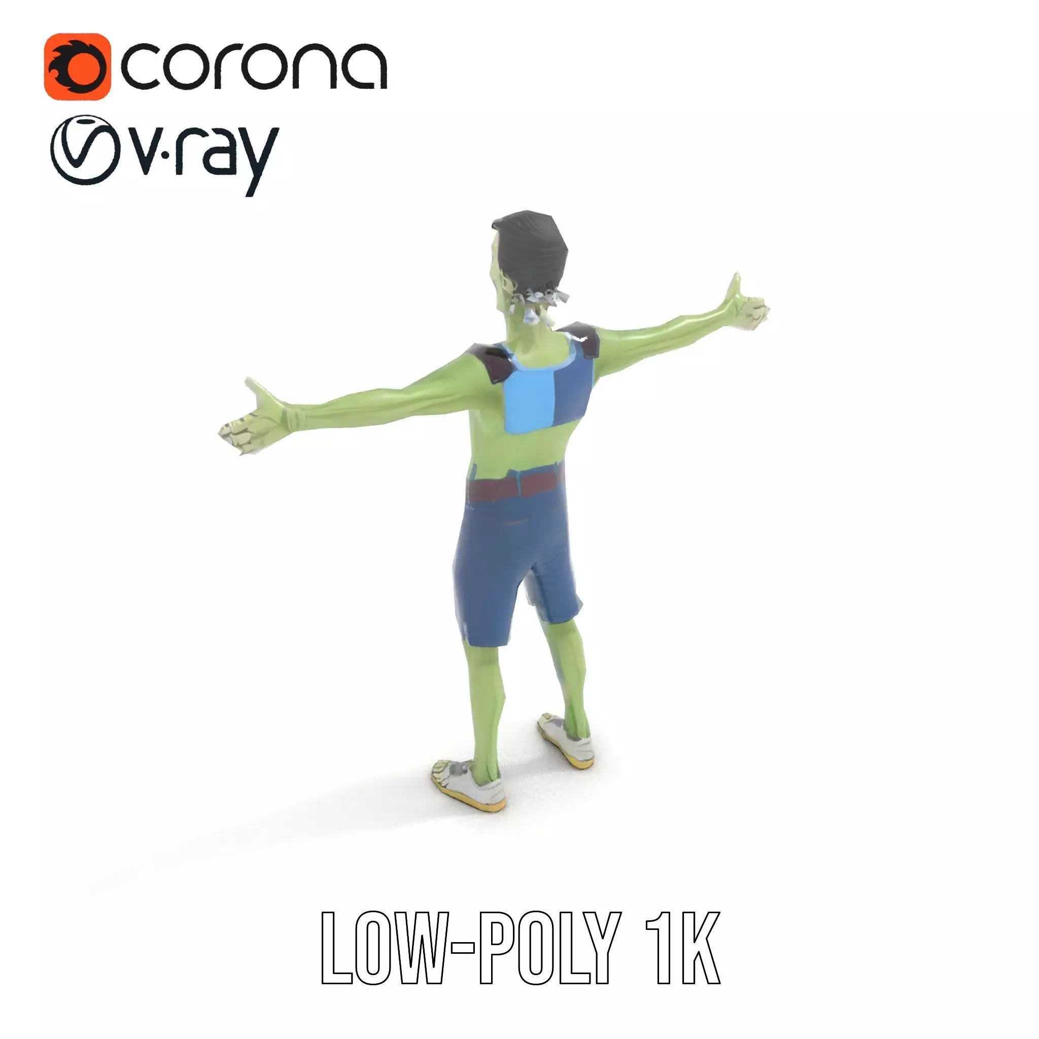 Patchwork Zombie Character model pack Low-poly 3D model_11