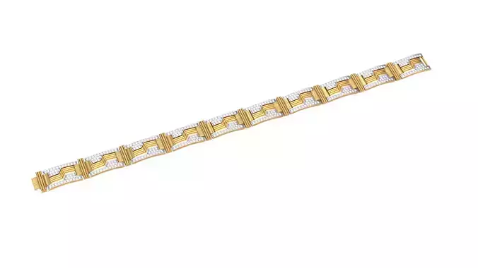 3D Printable Jewelry design of Bracelet with diamonds 