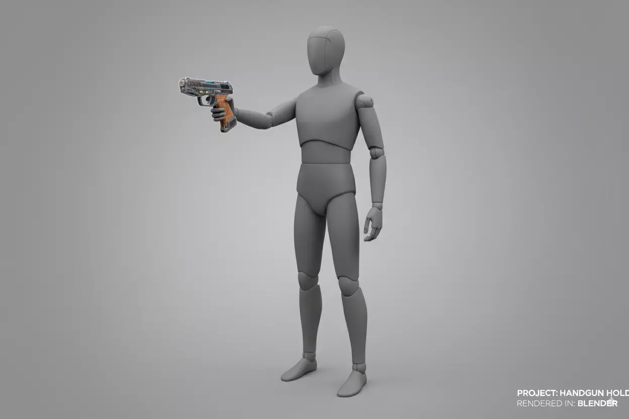 low poly sci-fi gun Low-poly 3D model_1