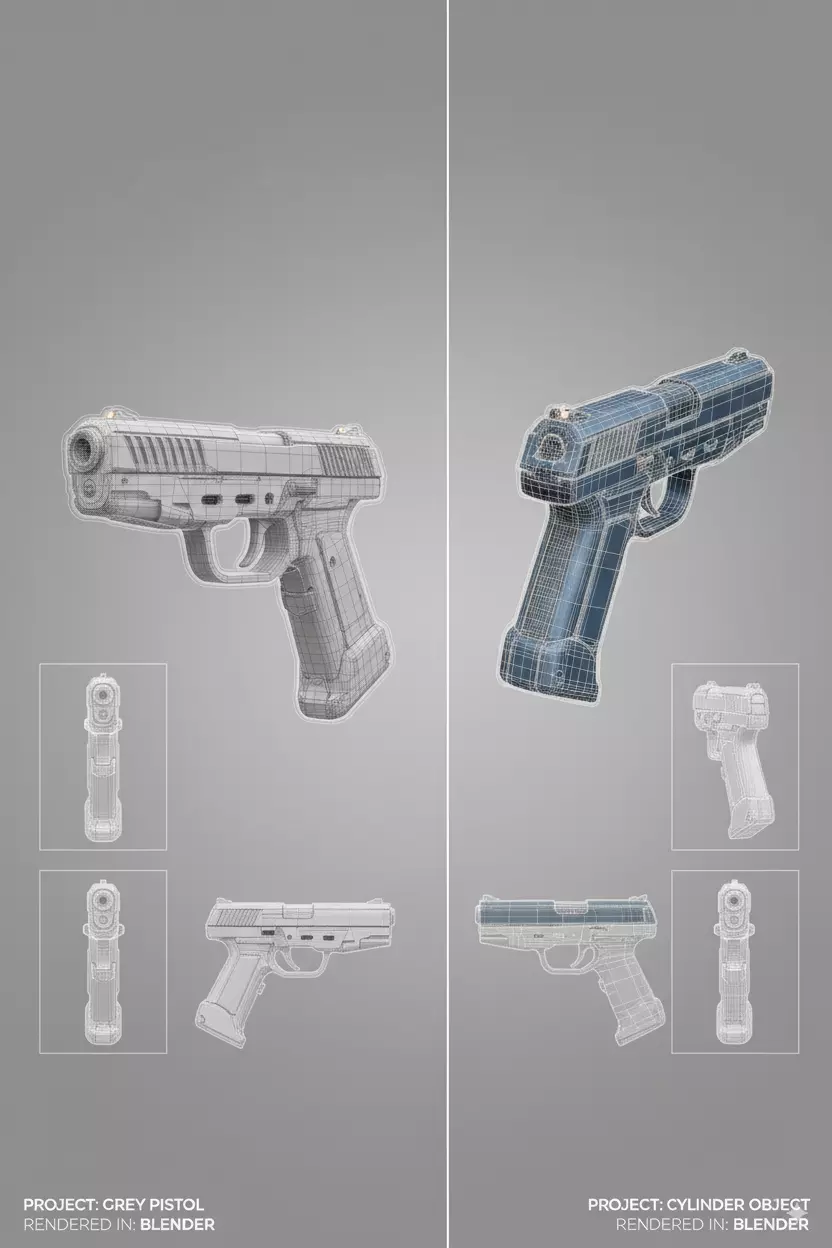 low poly sci-fi gun Low-poly 3D model_5