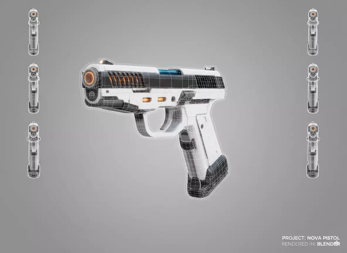 low poly sci-fi gun Low-poly 3D model_2