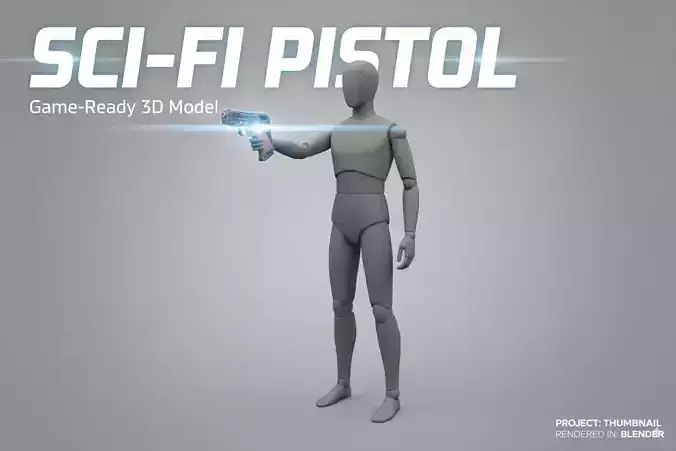 low poly sci-fi gun Low-poly 3D model