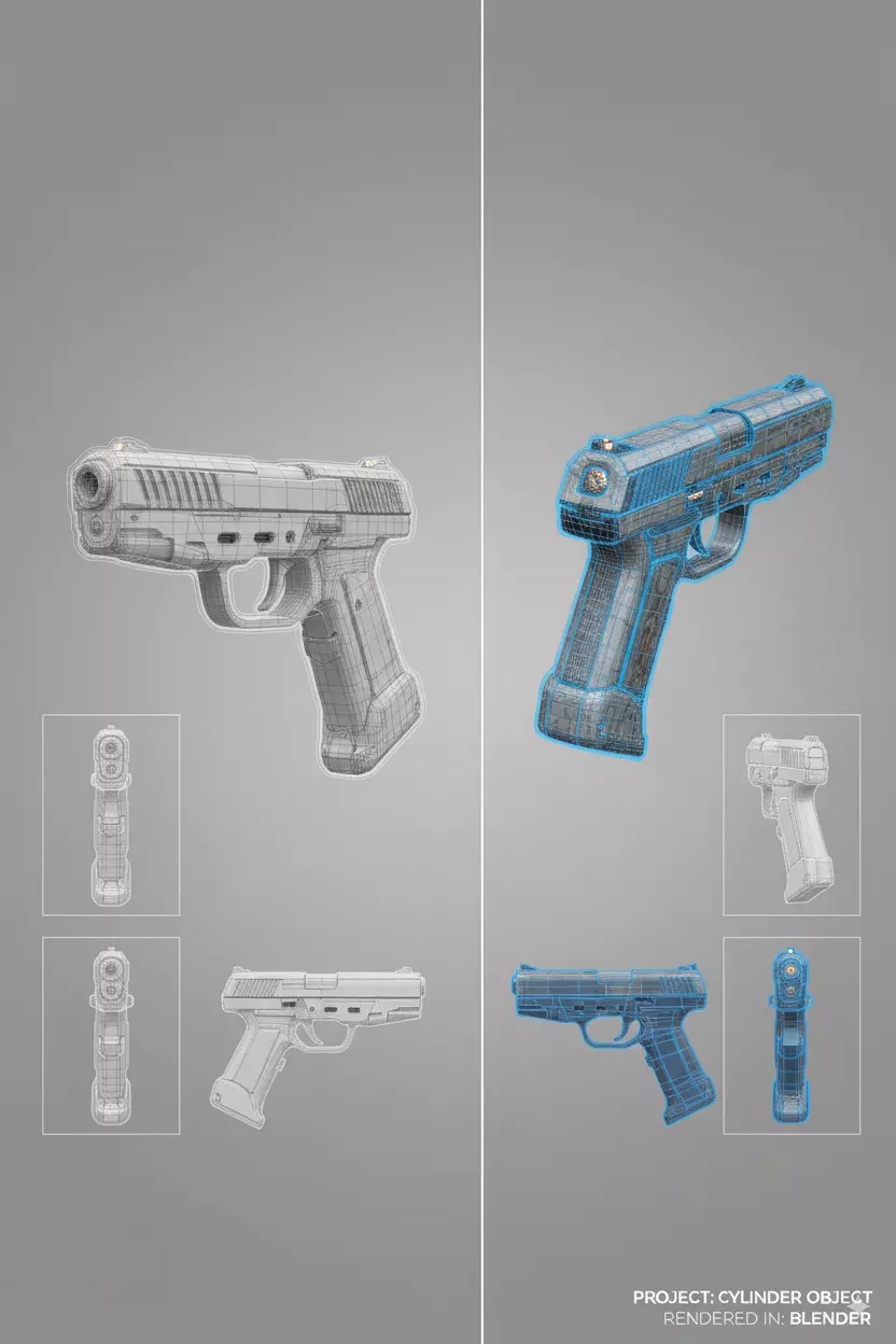 low poly sci-fi gun Low-poly 3D model_4
