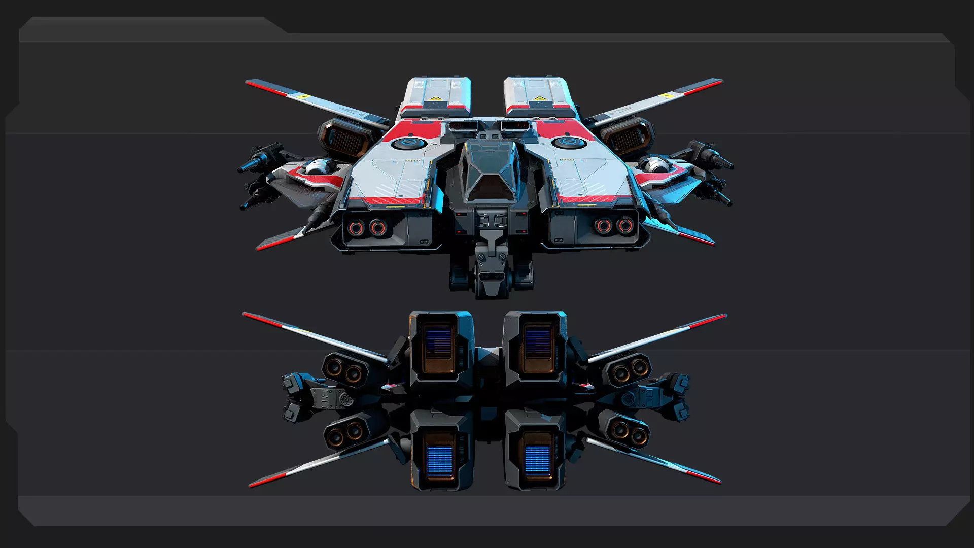 BOXER - Fighter Spaceship Low-poly 3D model_8