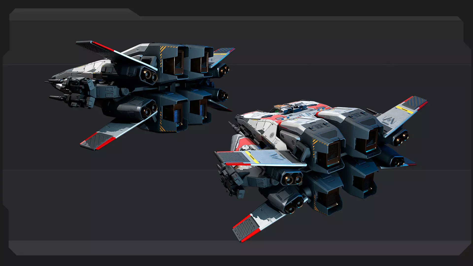 BOXER - Fighter Spaceship Low-poly 3D model_9