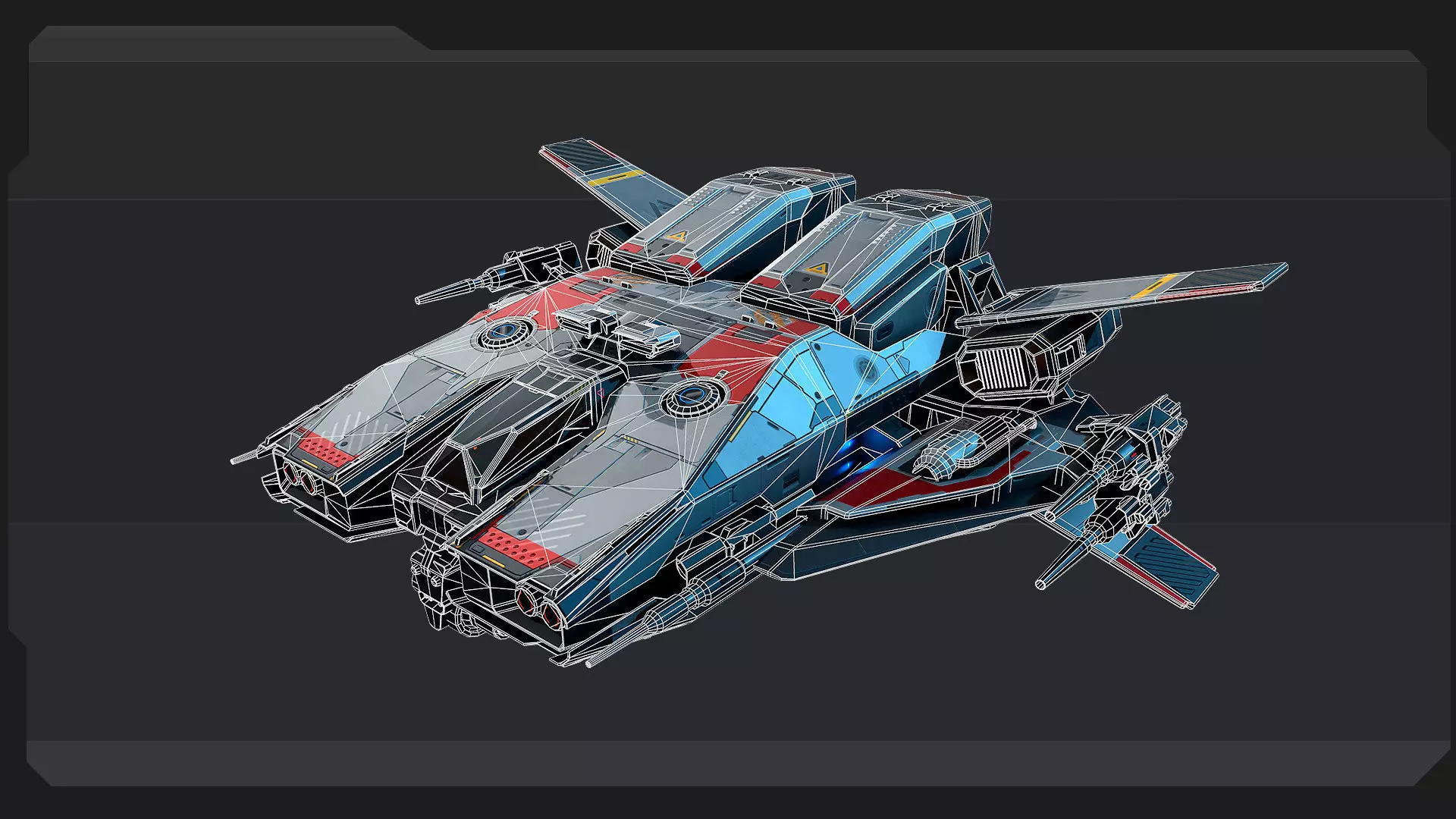 BOXER - Fighter Spaceship Low-poly 3D model_12