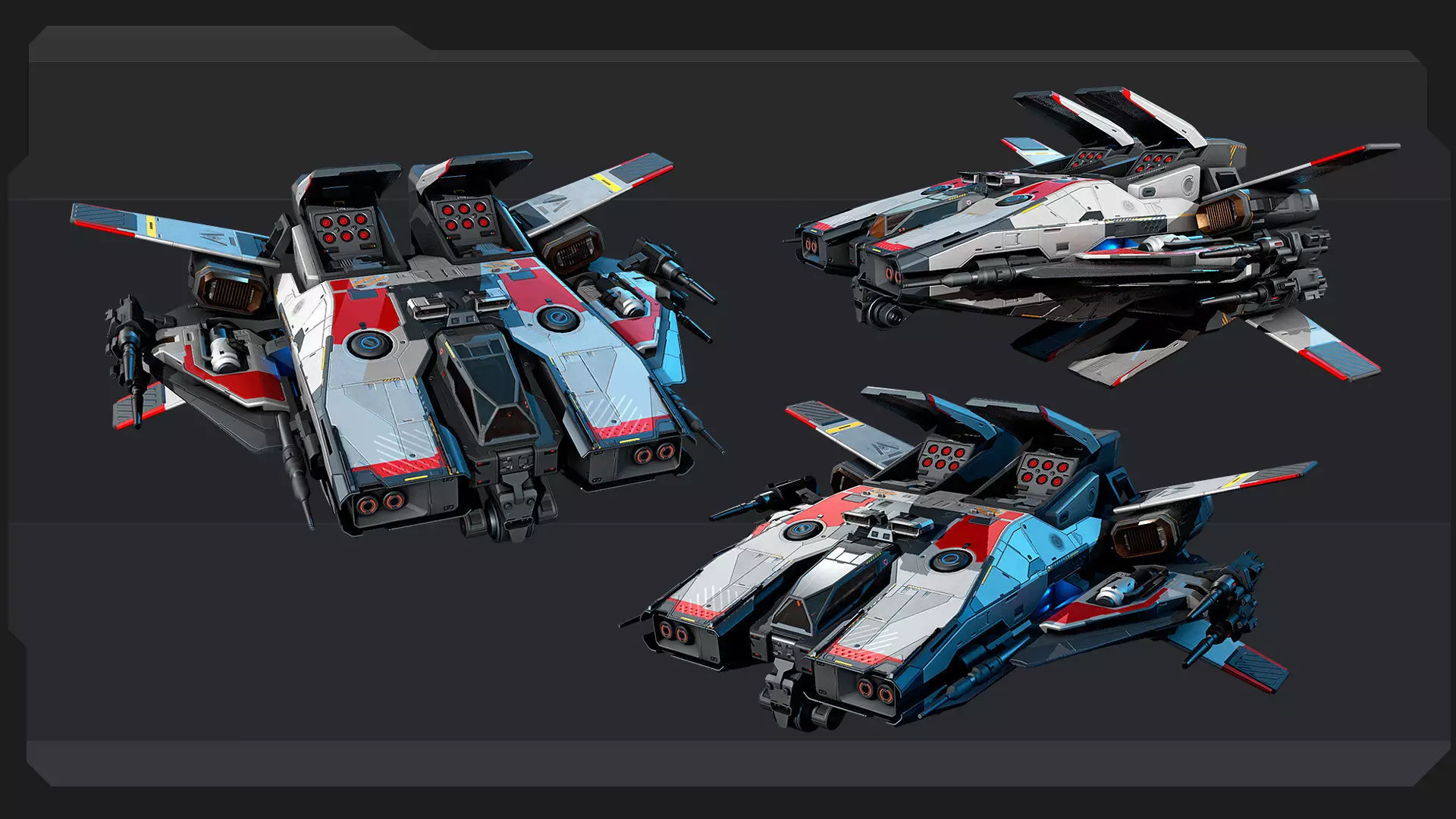 BOXER - Fighter Spaceship Low-poly 3D model_5