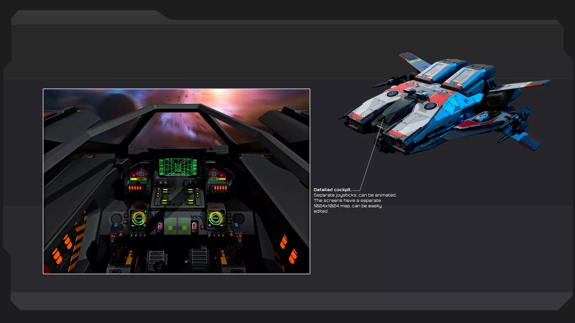 BOXER - Fighter Spaceship Low-poly 3D model_6