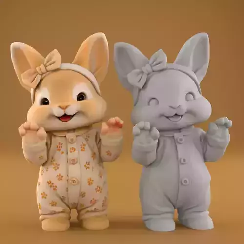 Charming 3D Bunny Figurine for Joyful Decor