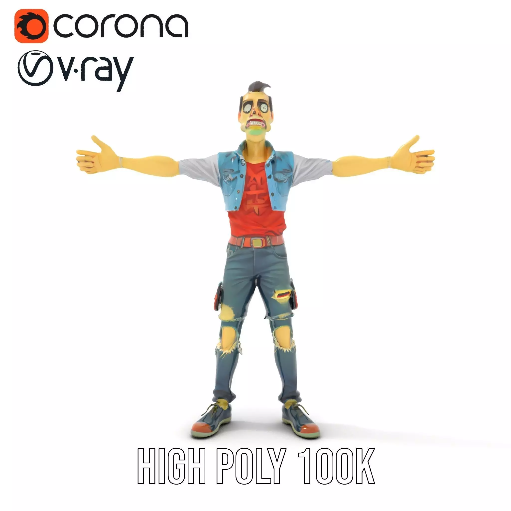 Zany Zombie Character model pack Low-poly 3D model_10