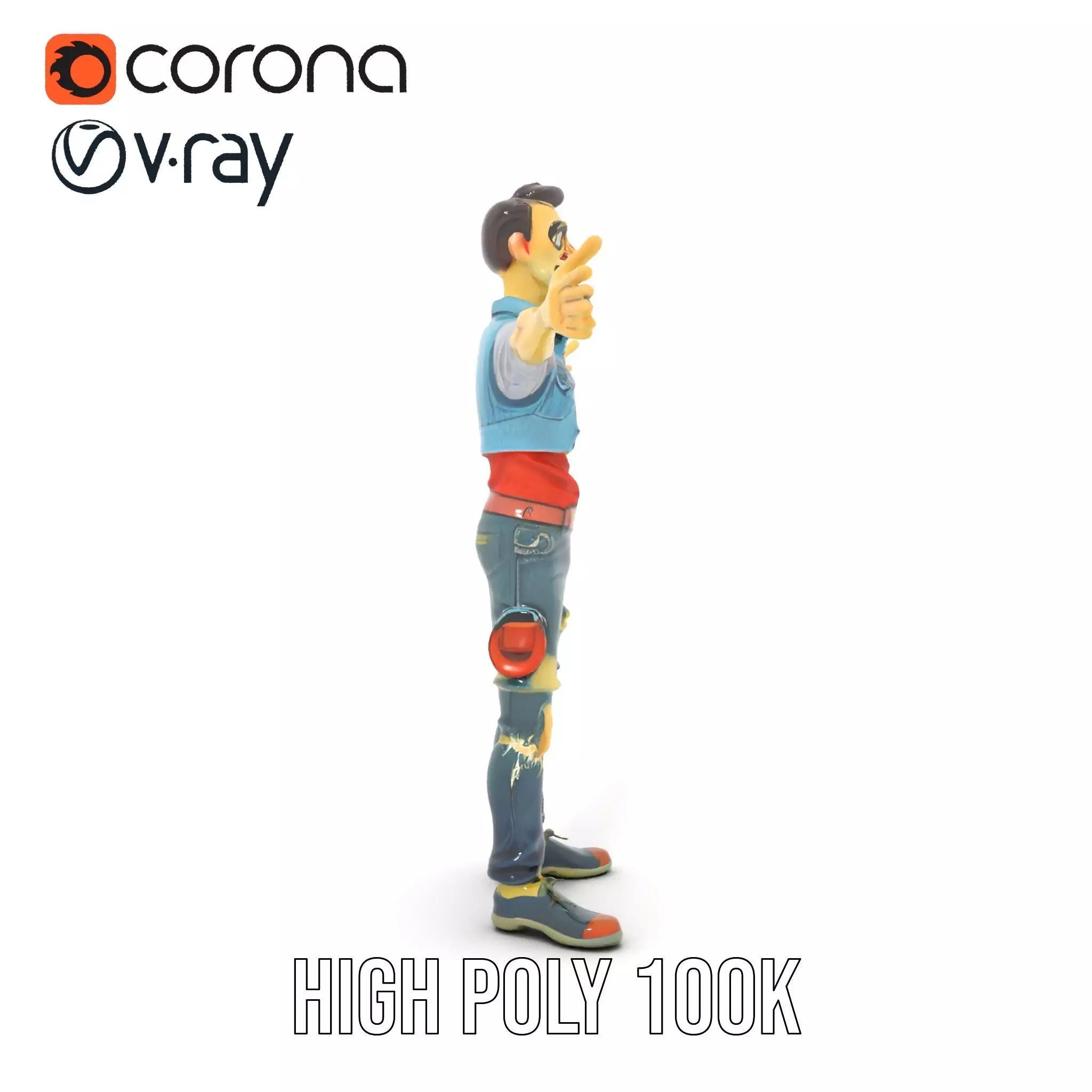 Zany Zombie Character model pack Low-poly 3D model_29