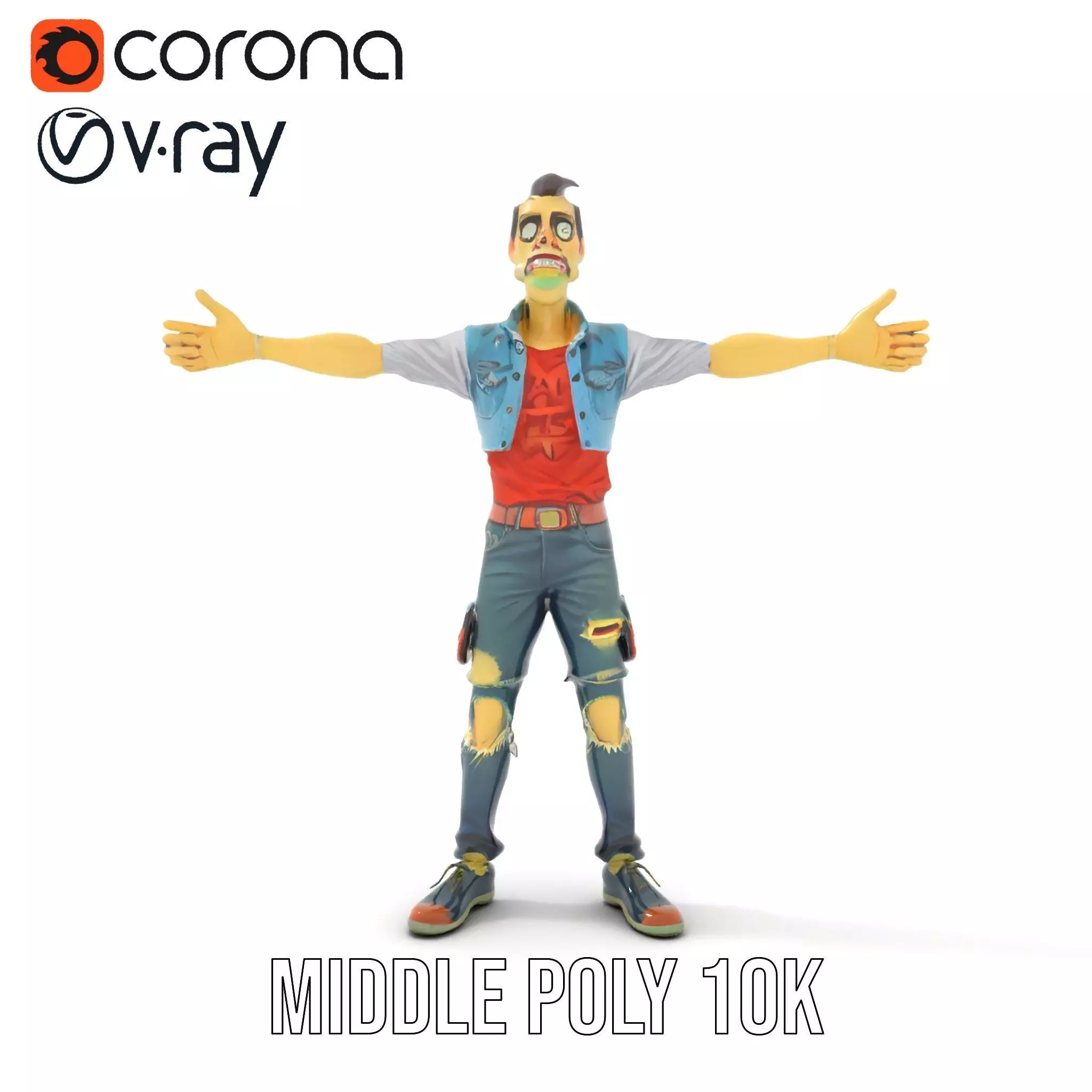 Zany Zombie Character model pack Low-poly 3D model_6