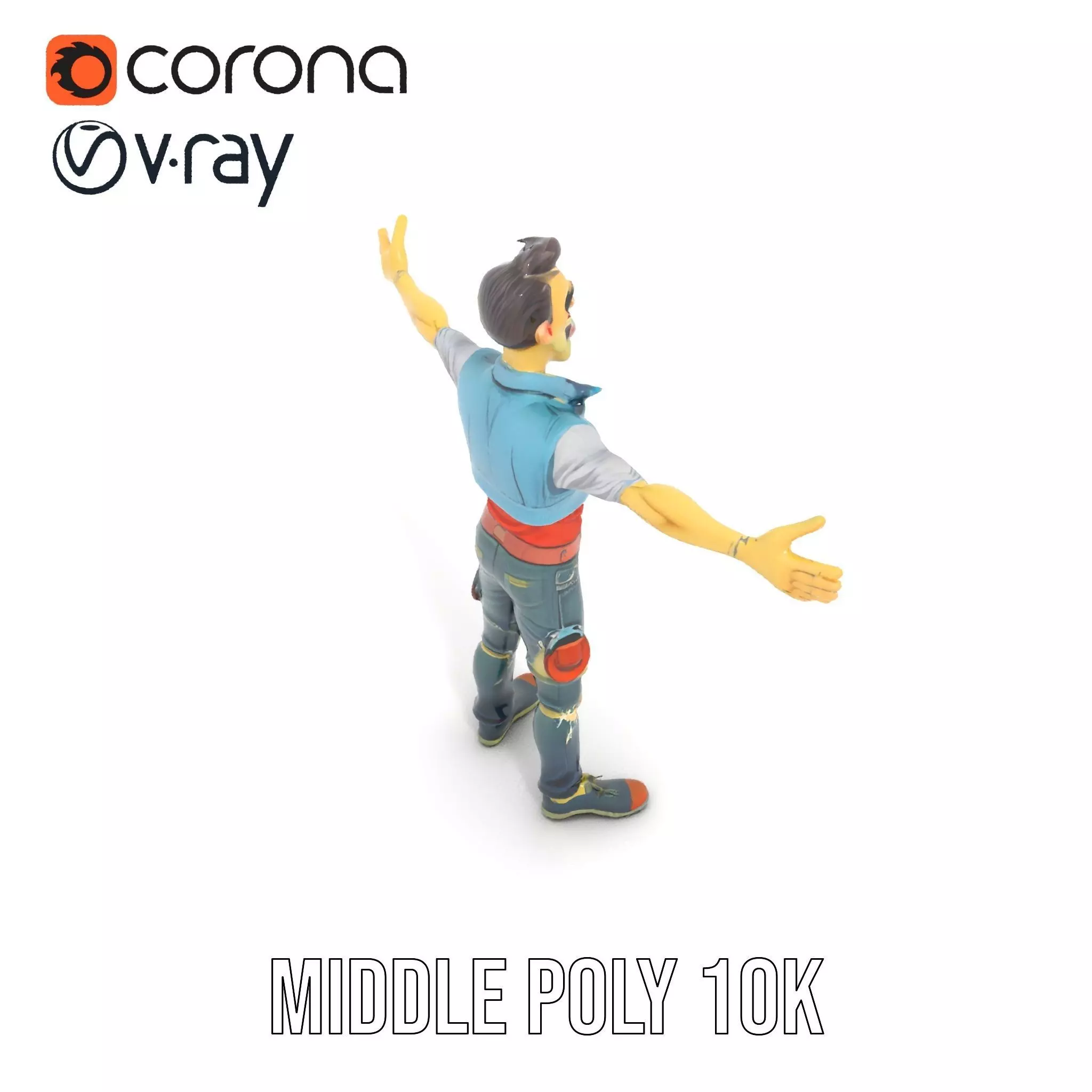 Zany Zombie Character model pack Low-poly 3D model_7