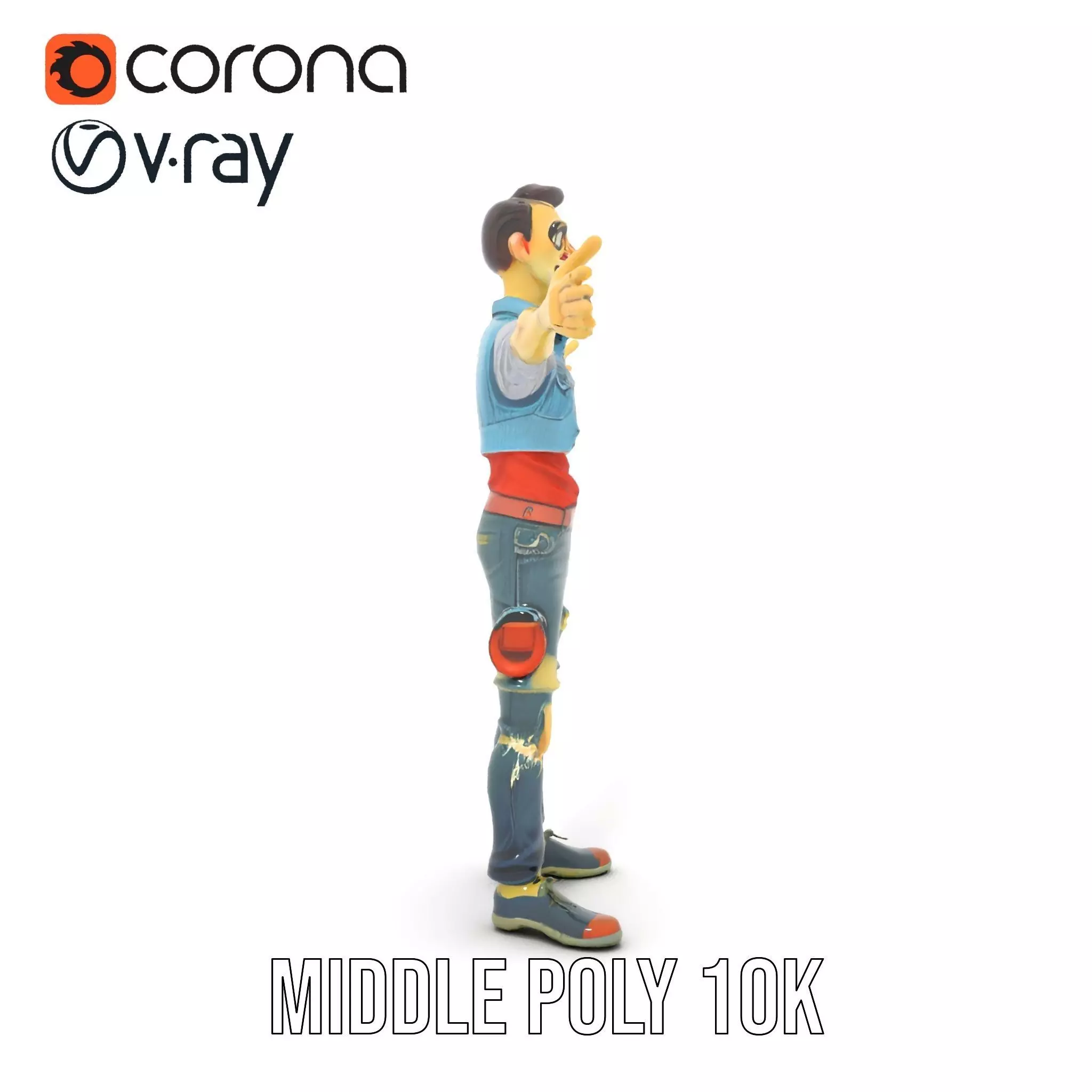 Zany Zombie Character model pack Low-poly 3D model_14