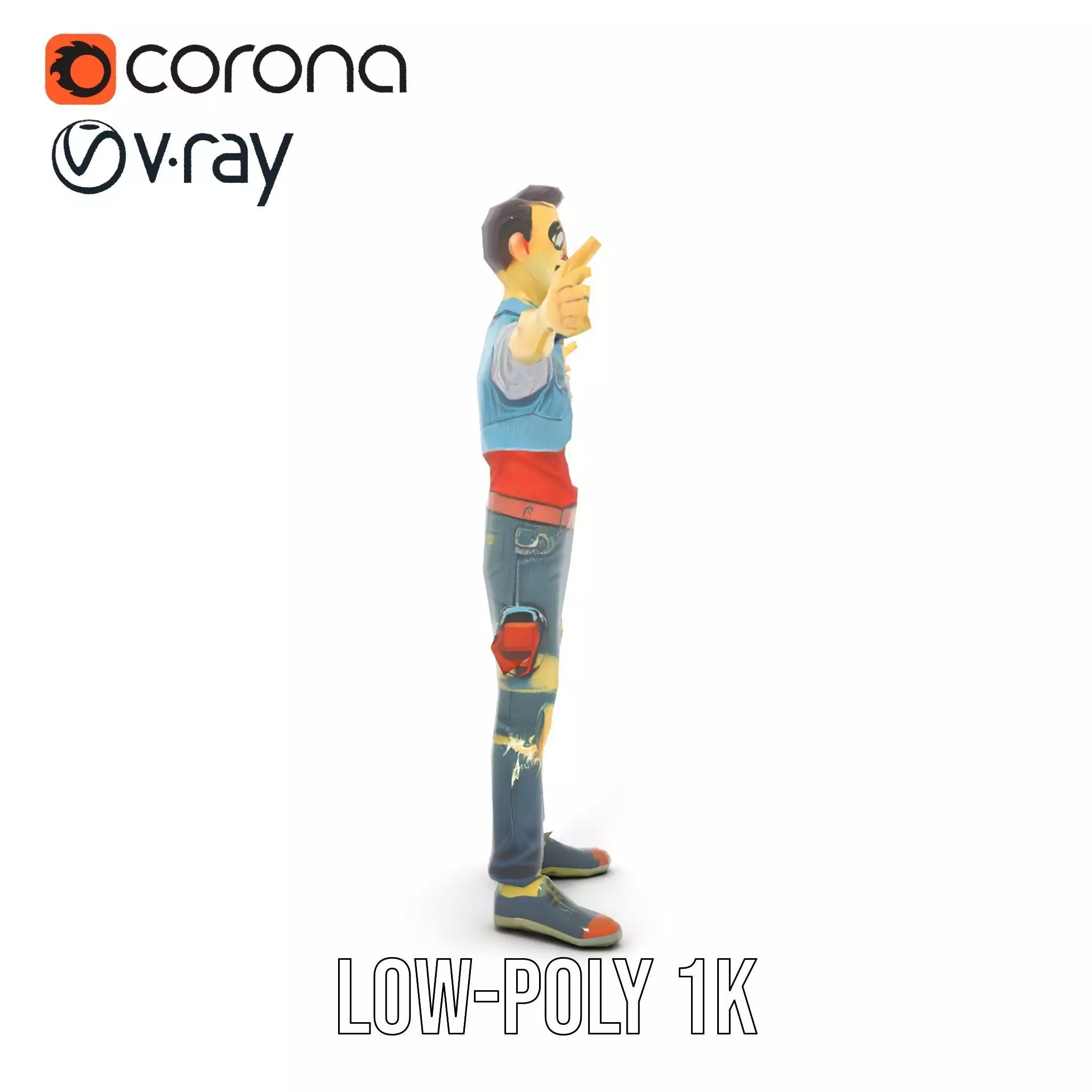 Zany Zombie Character model pack Low-poly 3D model_12