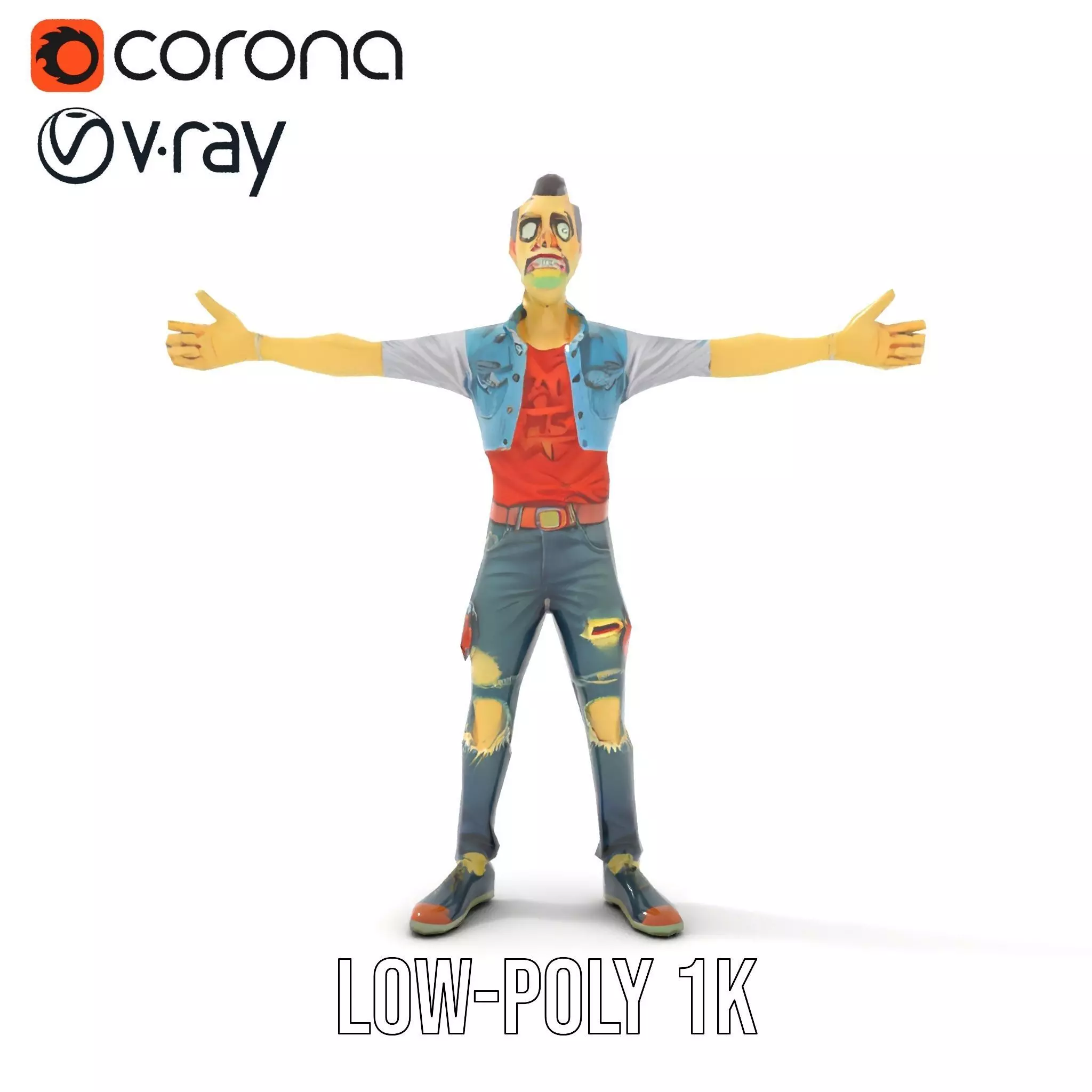 Zany Zombie Character model pack Low-poly 3D model_8