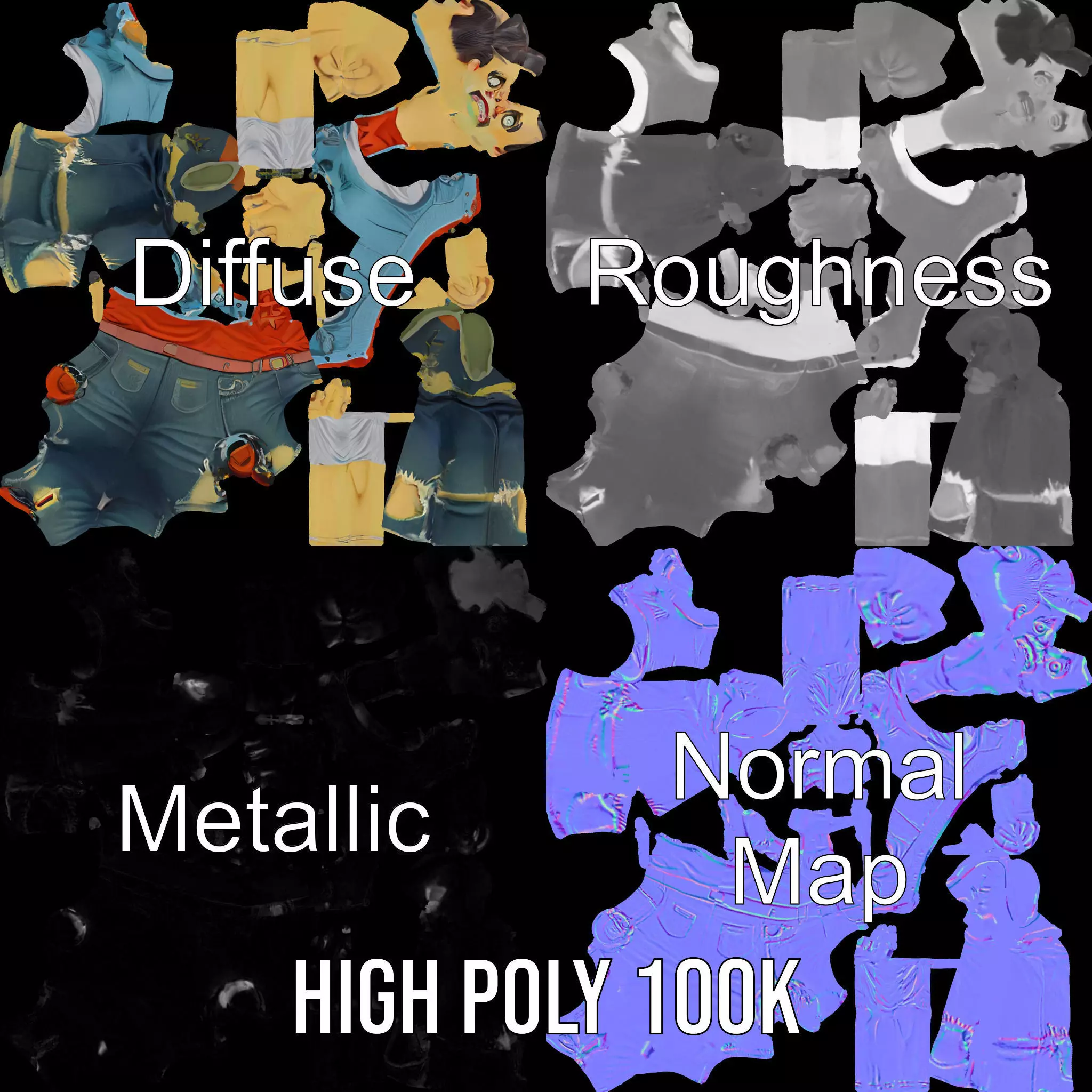 Zany Zombie Character model pack Low-poly 3D model_4